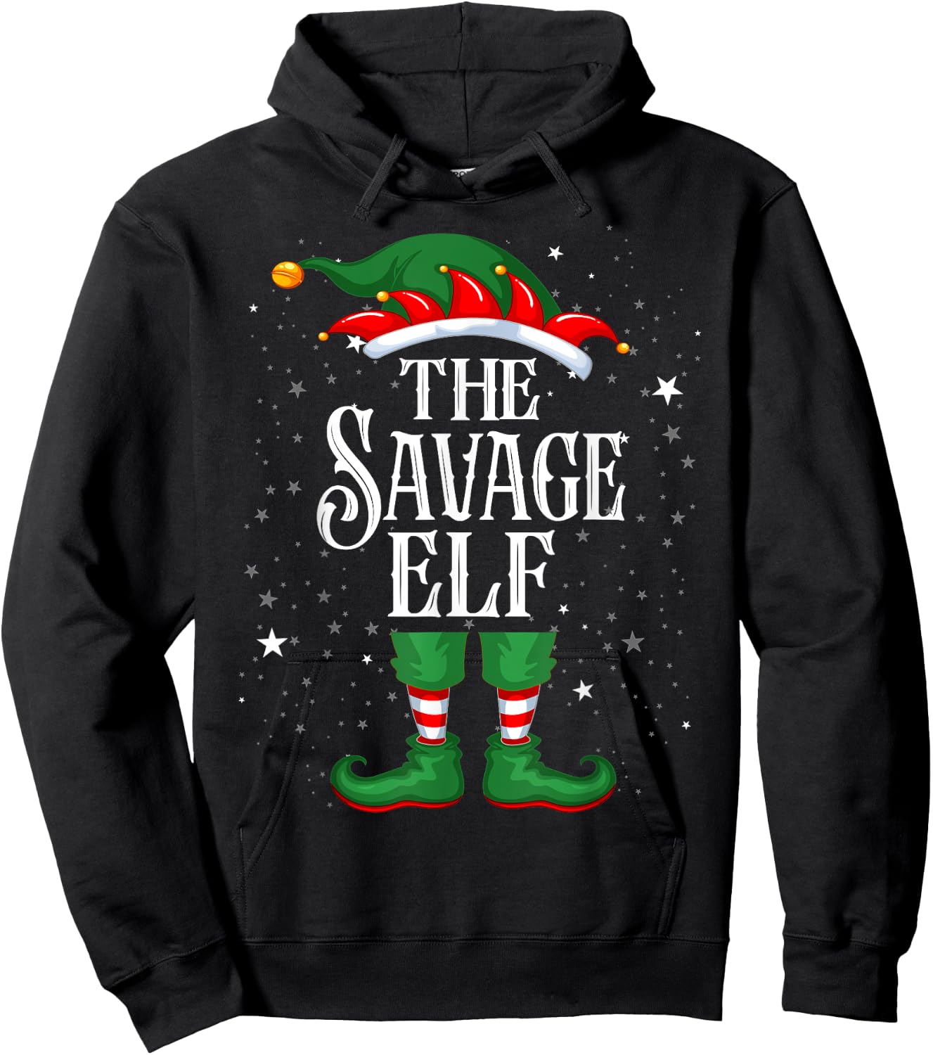 Christmas Elf Matching Family Group Funny The Savage Elf Hoodie - Hoodie | Black