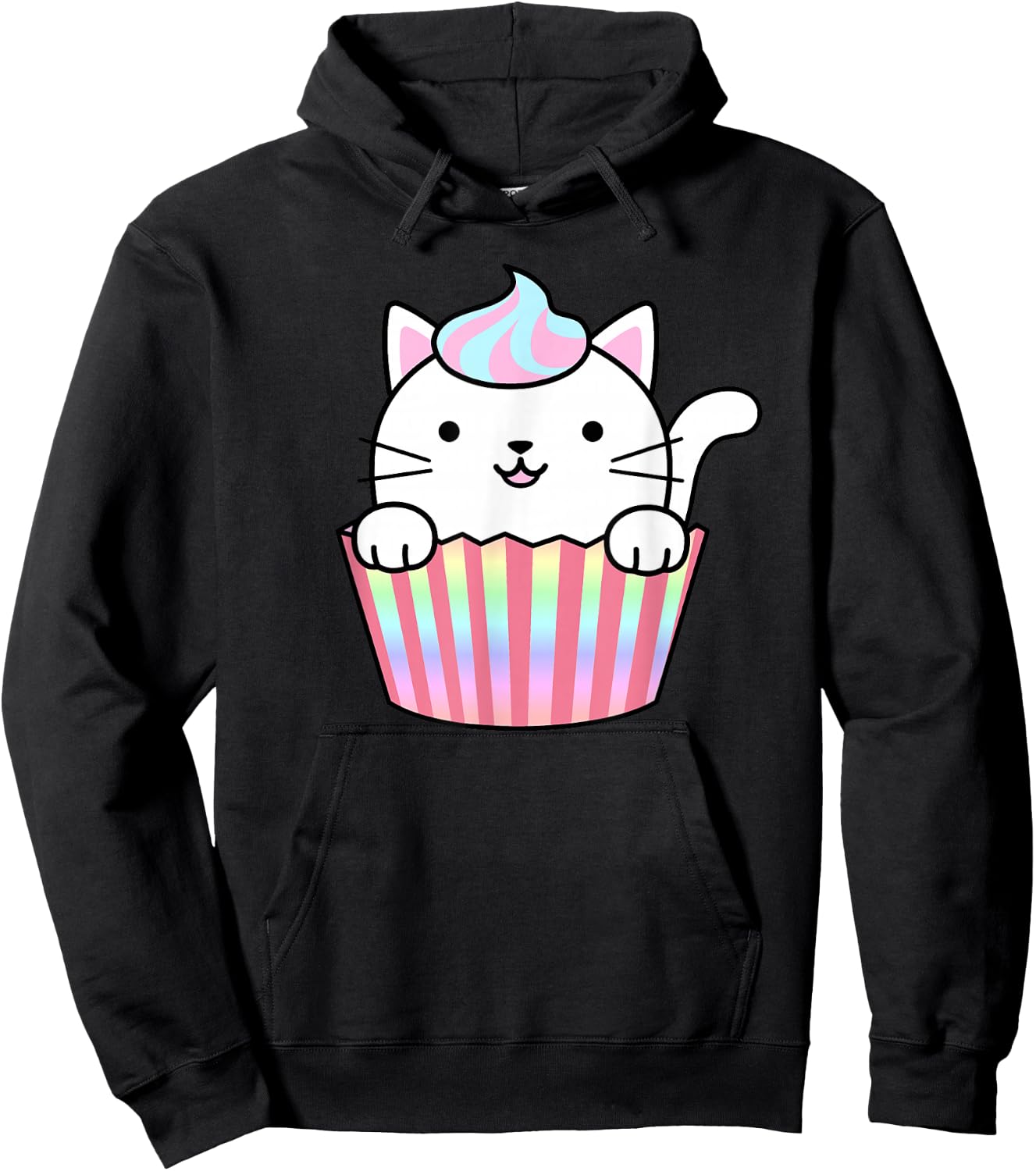 Kawaii Cat Cupcake Women Men Adults Kids Funny Cats Hoodie - Hoodie | Black