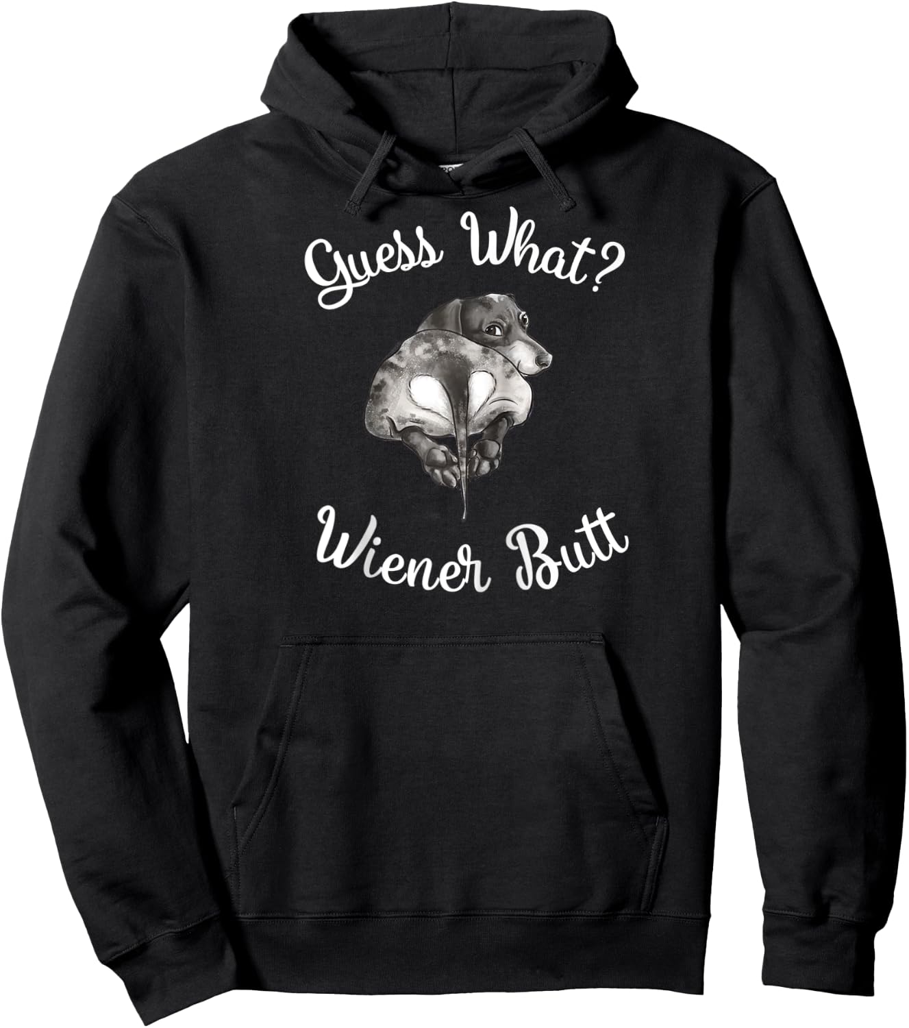 Guess what wiener butt dachshund gift Raglan Baseball Hoodie - Hoodie | Black