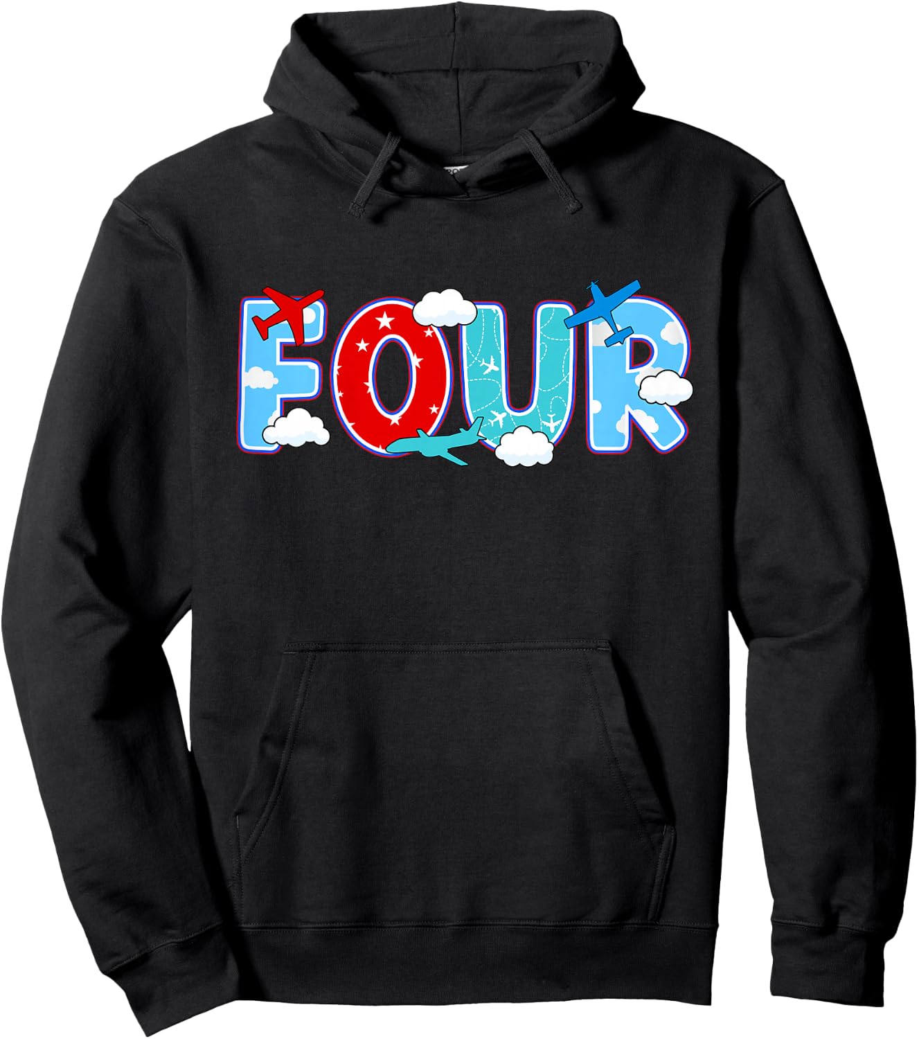 4th Airplane Birthday Party Four Year Old Pilot Birthday Hoodie - Hoodie | Black
