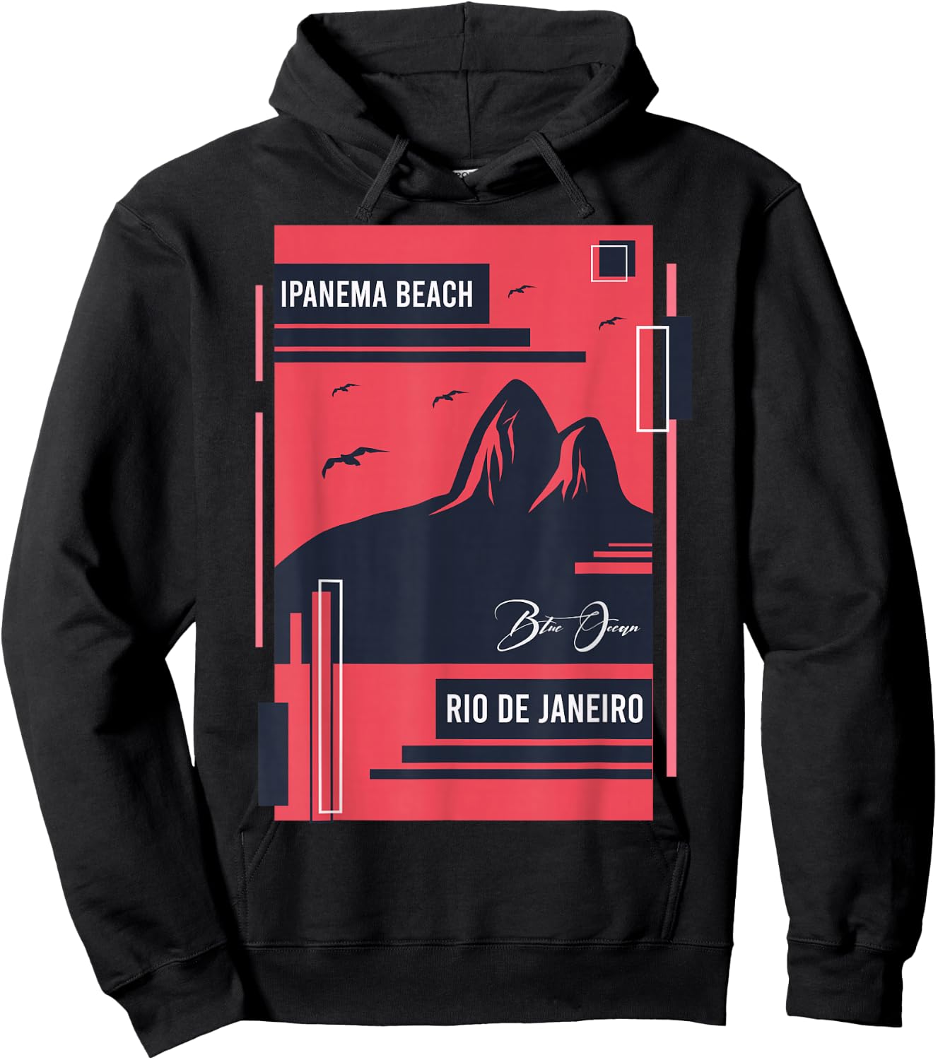 Ipanema Beach Vacation Holiday Brazil Flag Hoodie - Hoodie | Black