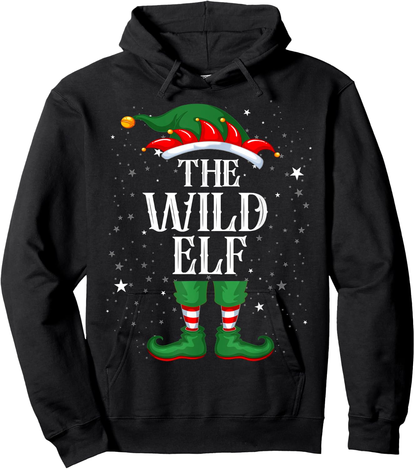 Christmas Elf Matching Family Group Funny Wild Elf Hoodie - Hoodie | Black