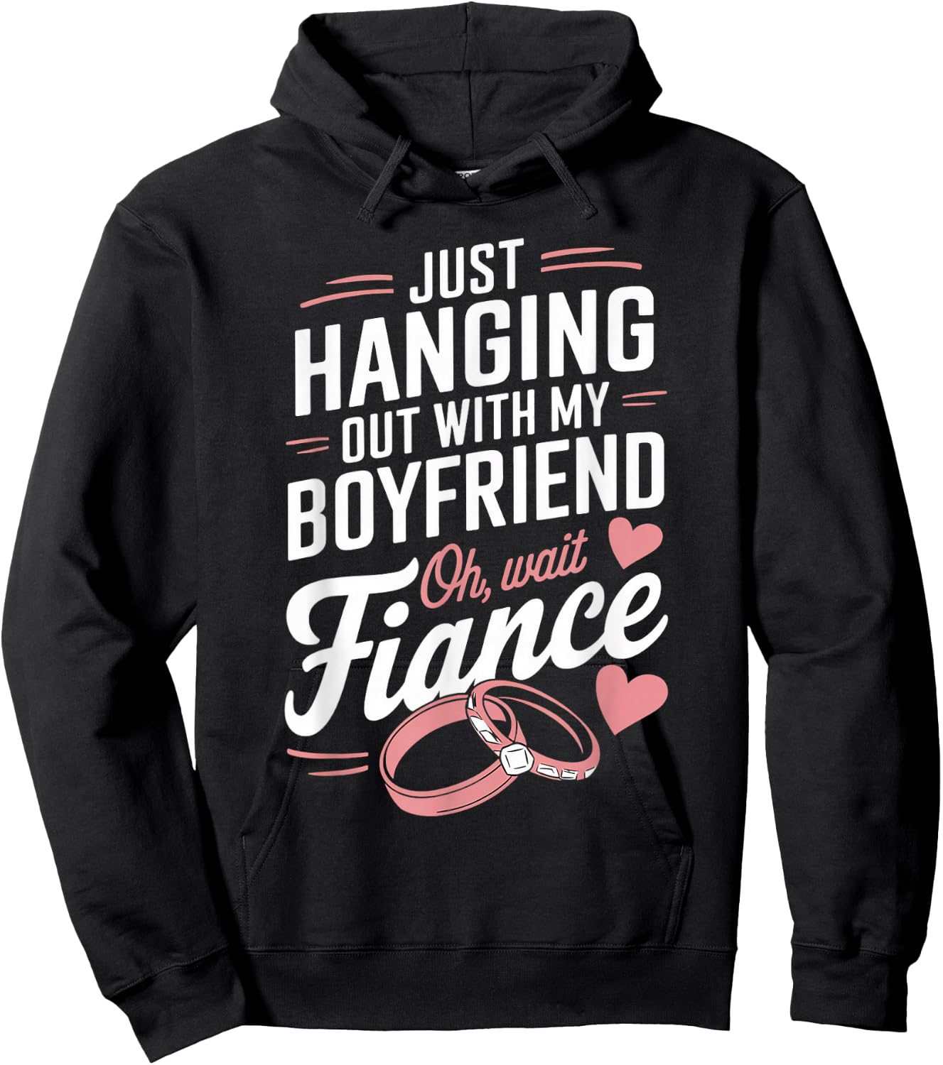 Hanging With My Fiancé Fiancee Couple Wedding Newly Engaged Hoodie - Hoodie | Black