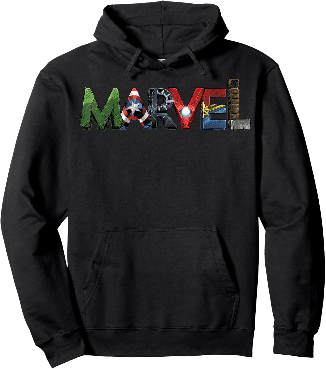 Marvel Avengers Character Text Portrait Small Hoodie - Hoodie | Black