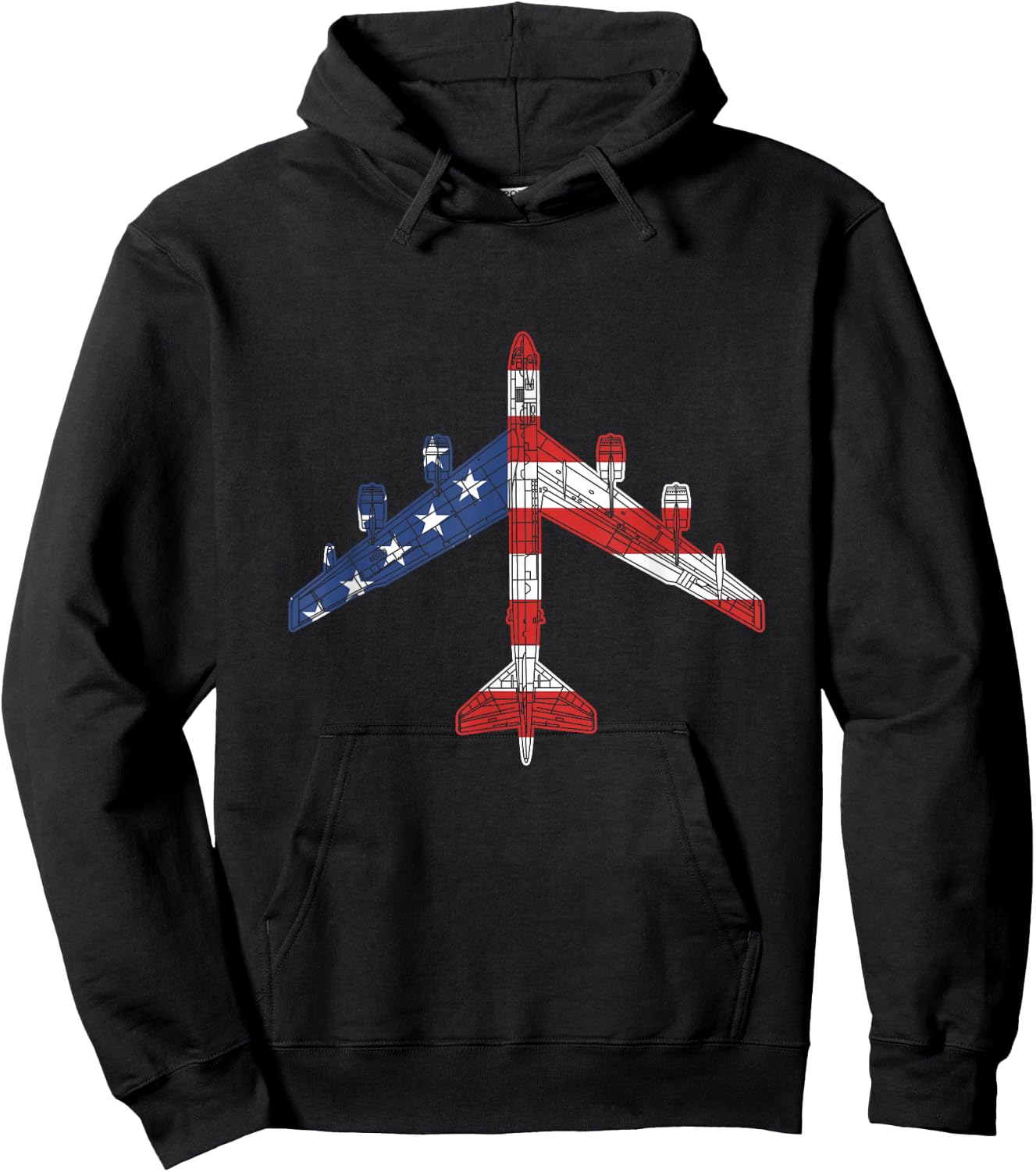 B-52 Stratofortress Aircraft Schematic American Flag B52 Hoodie - Hoodie | Black