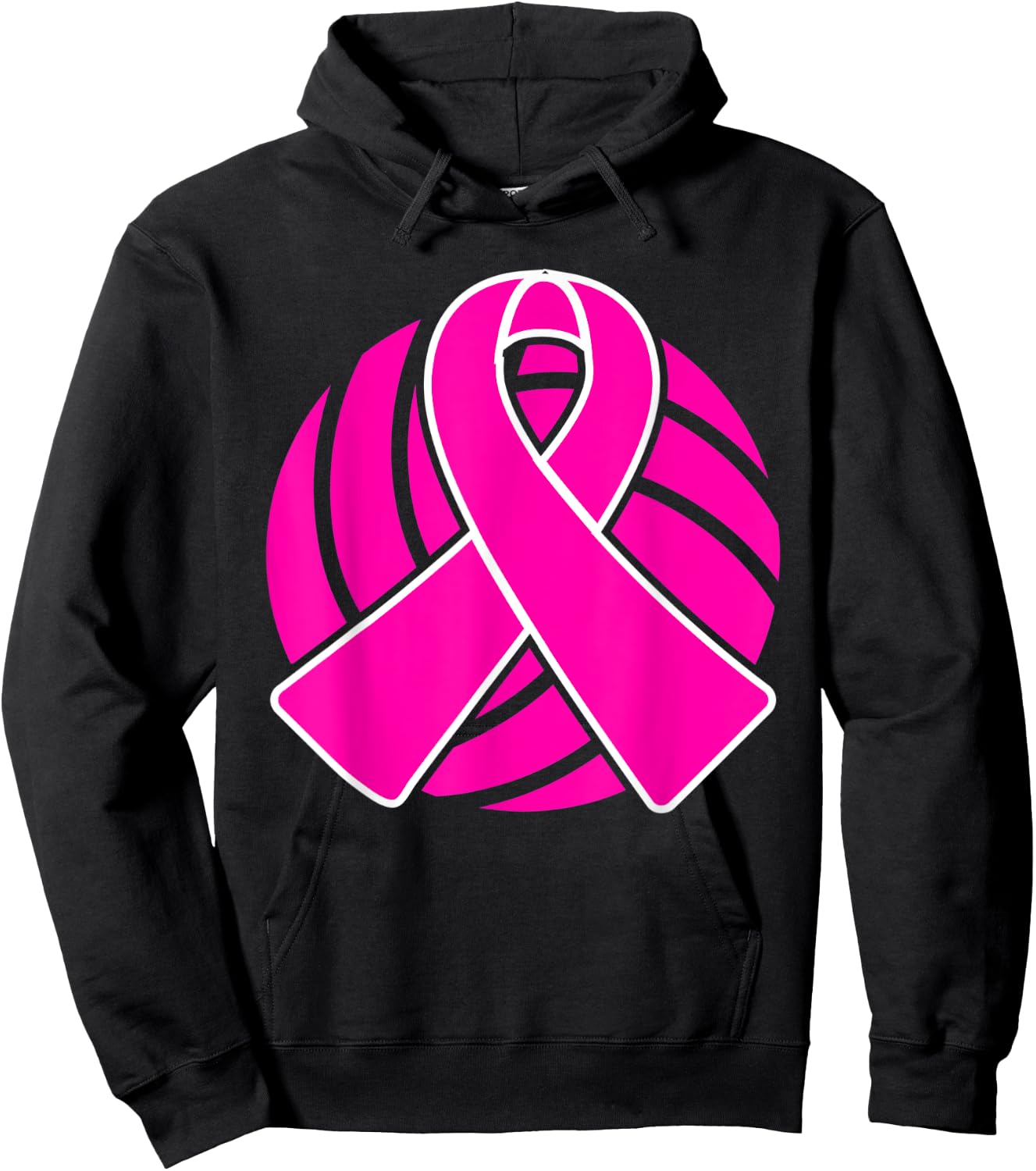 Breast Cancer Volleyball Player Pink Ribbon Awareness Hoodie - Hoodie | Black