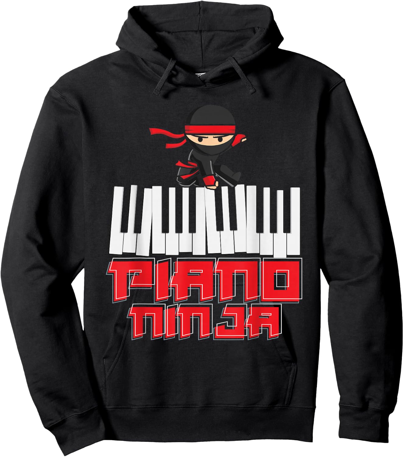 Piano Ninja Pianist Keyboard Player Musician Funny Piano Hoodie - Hoodie | Black