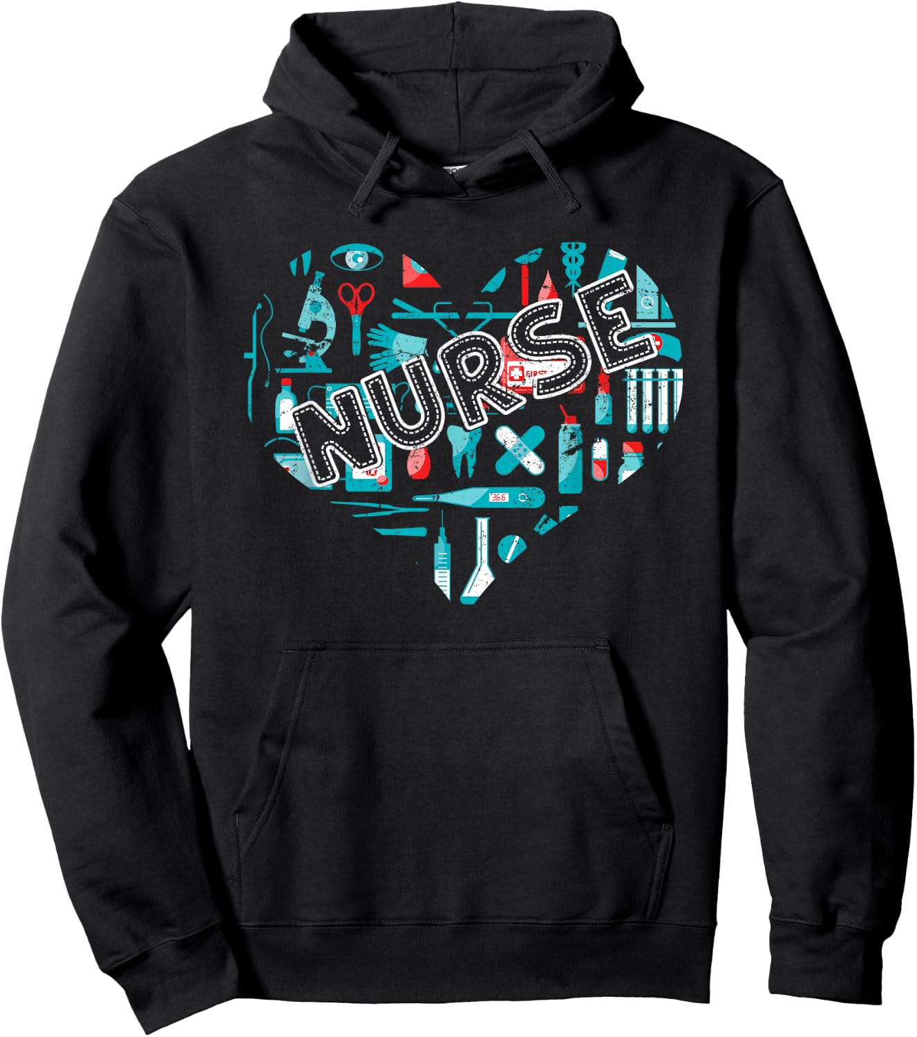 Nursing Heart Healthcare Med Staff Nursery Hospital Nurse Hoodie - Hoodie | Black