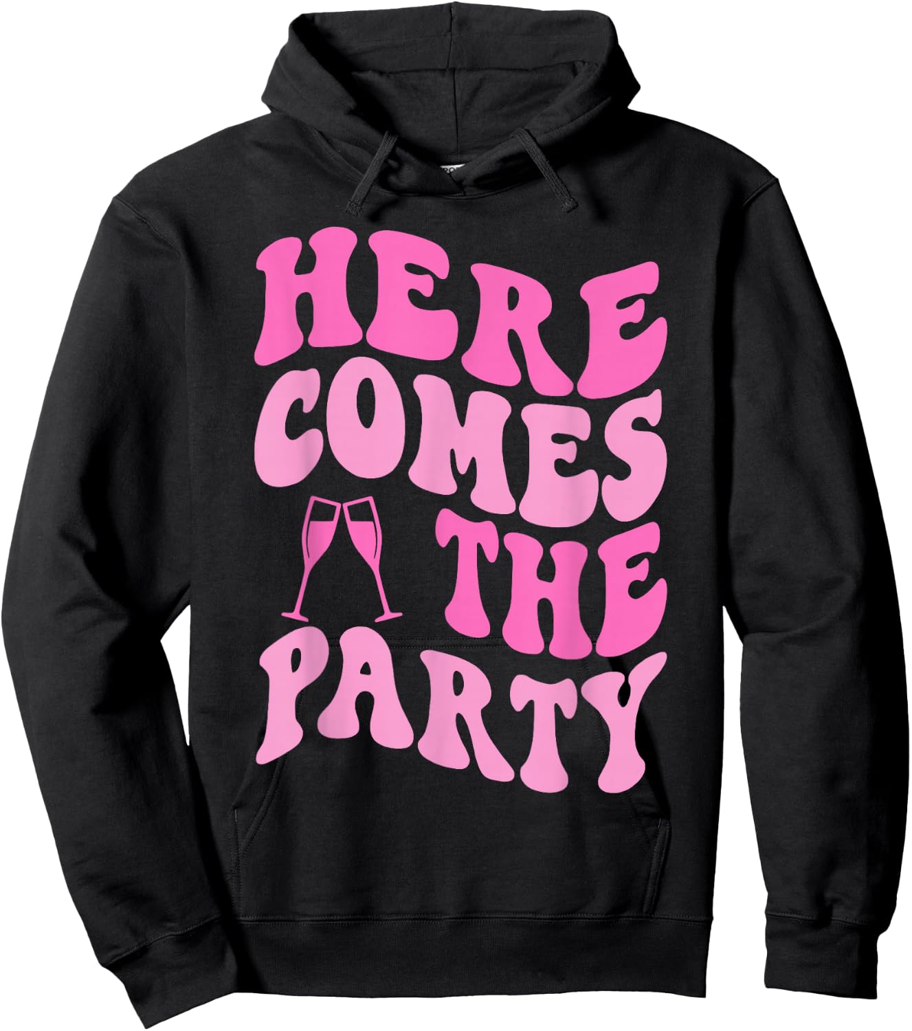 Here Come The Party Bride Groovy Bachelorette Party Hoodie - Hoodie | Black
