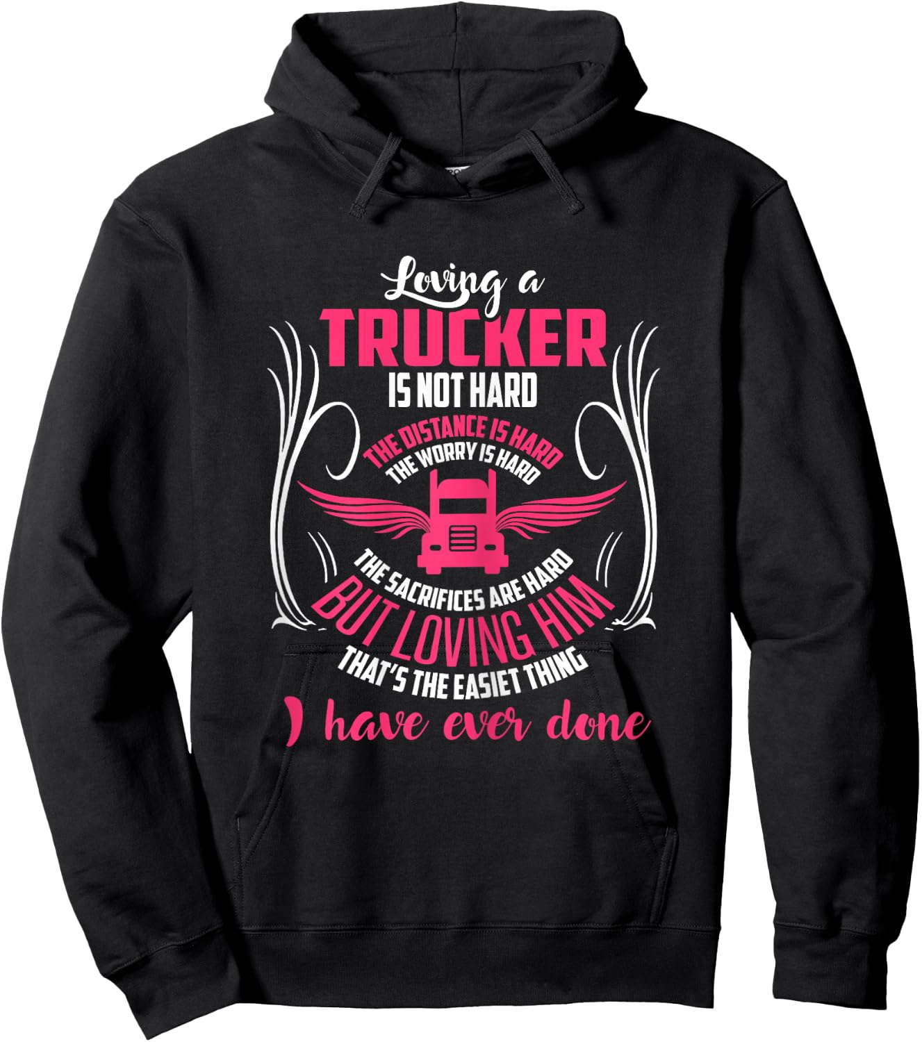 Trucker Truck Driver Girlfriend Wife T Shirts Gifts Hoodie - Hoodie | Black