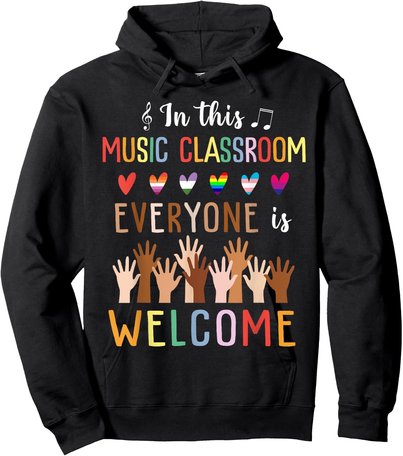In This Music Classroom Everyone Is Welcome - Music Teacher Hoodie - Hoodie | Black