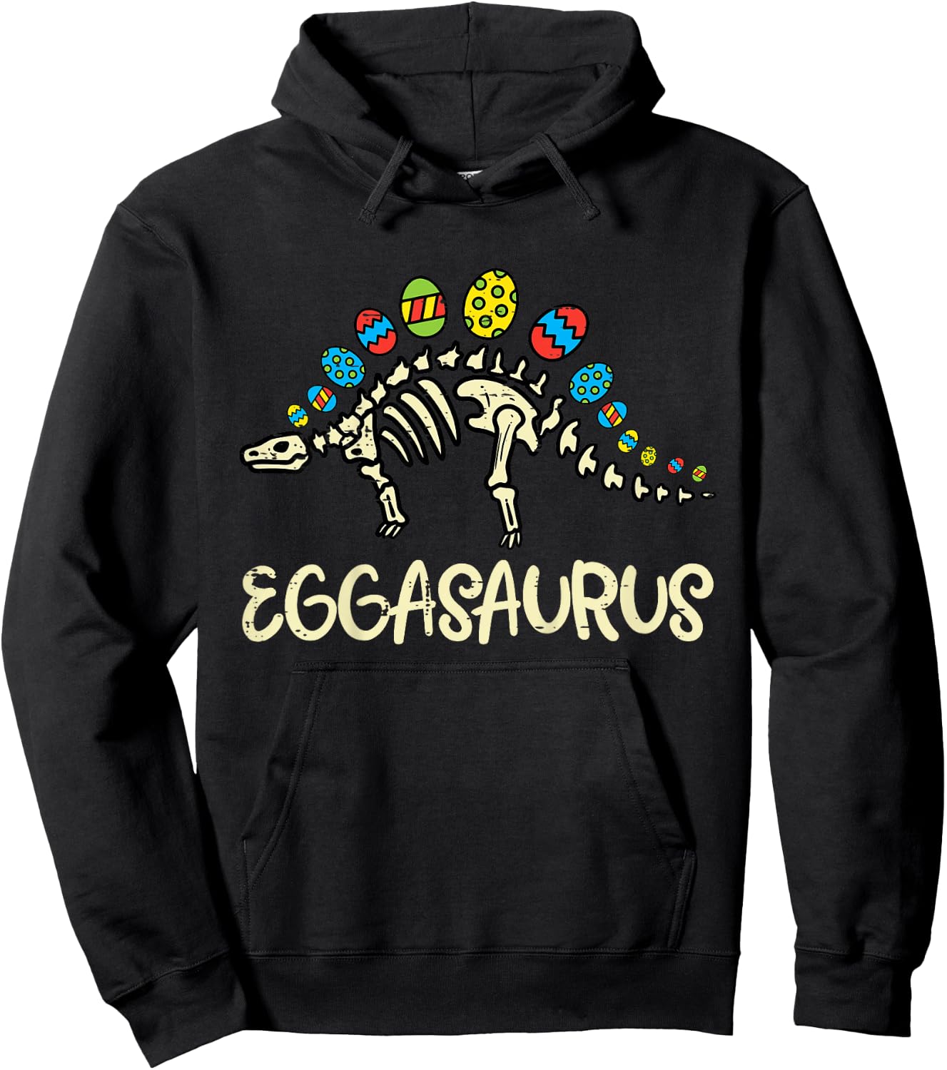 Kids Eggasaurus Easter Stegosaurus Dinosaur Boys Kids Toddler Hoodie - Hoodie | Black