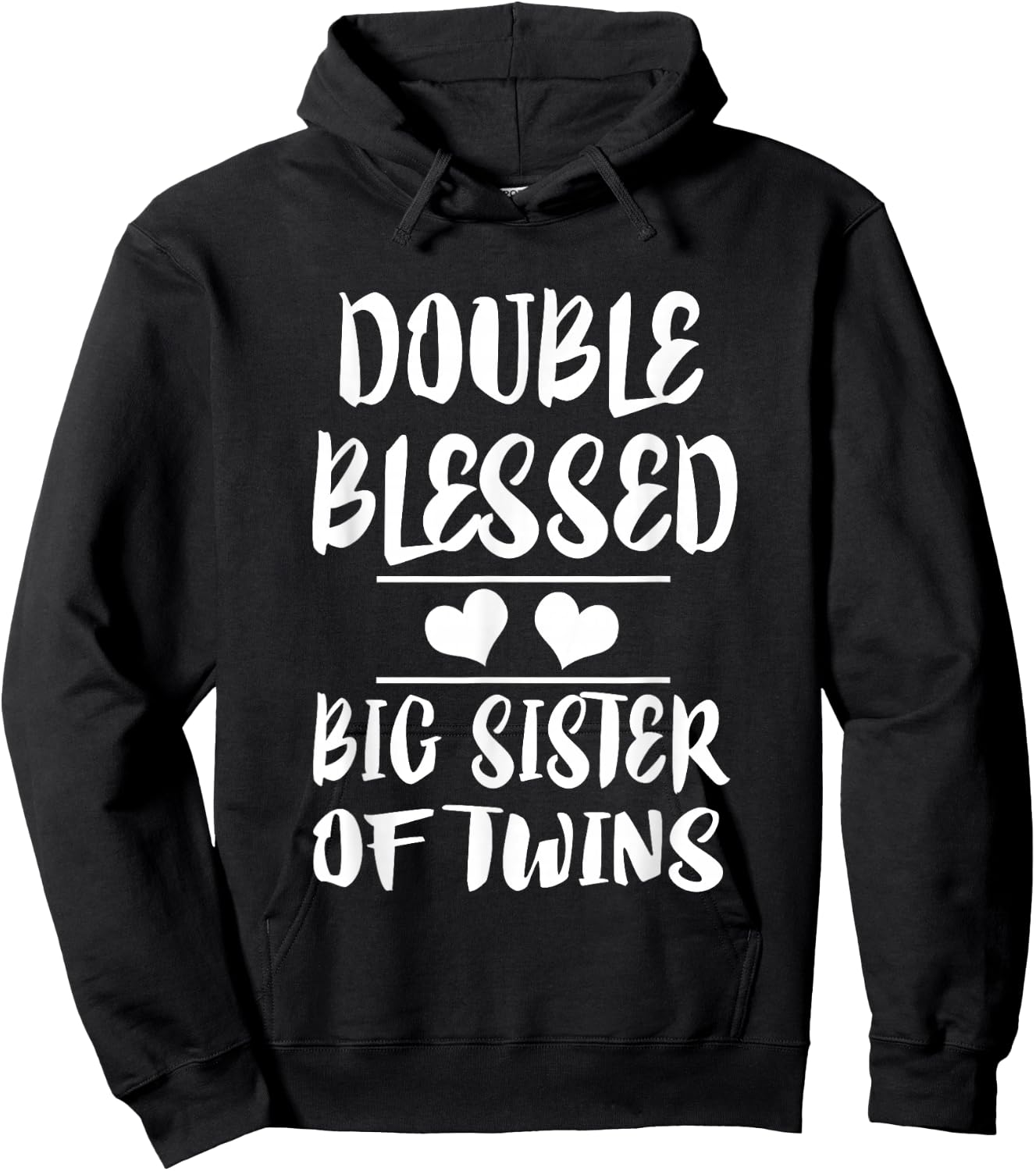Double Blessed Big Sister Of Twins Gift Hoodie - Hoodie | Black