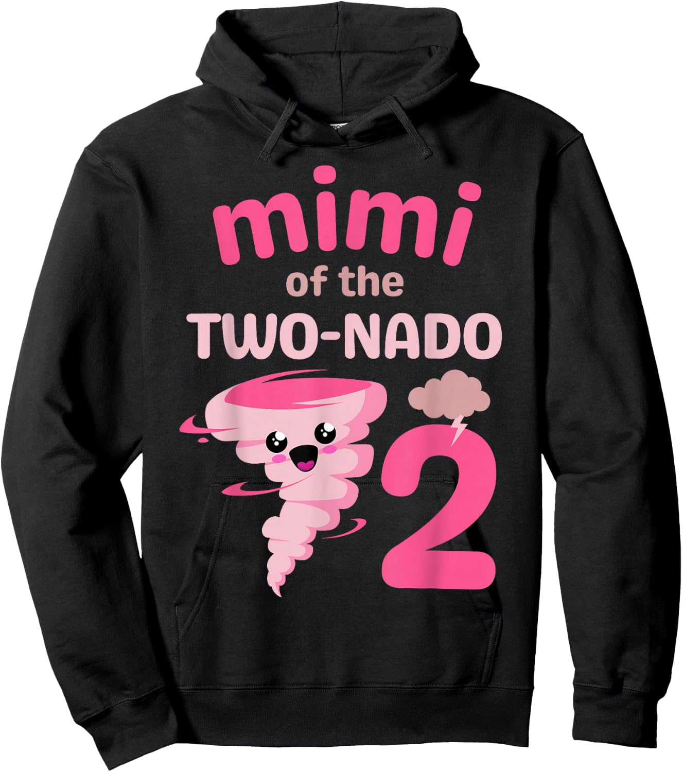 Mimi of the Two-nado Tornado Theme 2nd Birthday Party Kids Hoodie - Hoodie | Black