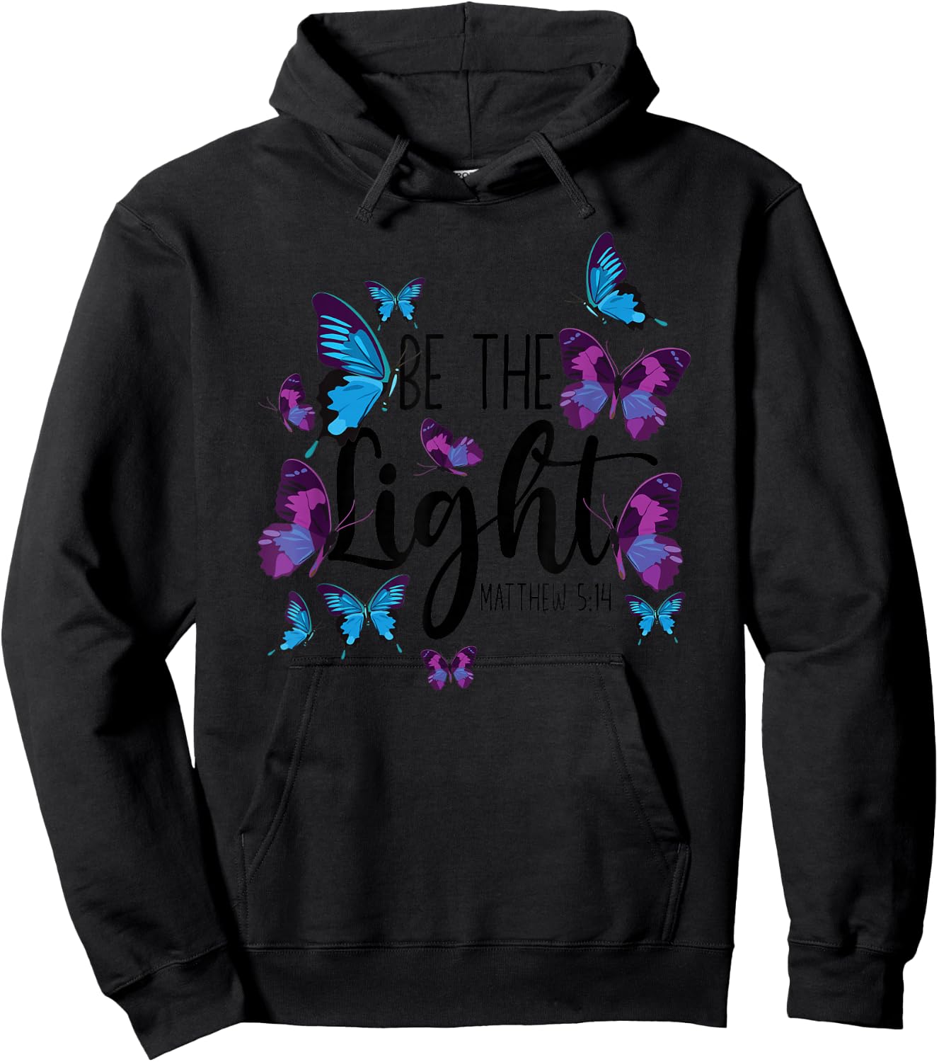 Christian Bible Verse Butterfly Be The Light Matthew 5:14 Hoodie - Hoodie | Black