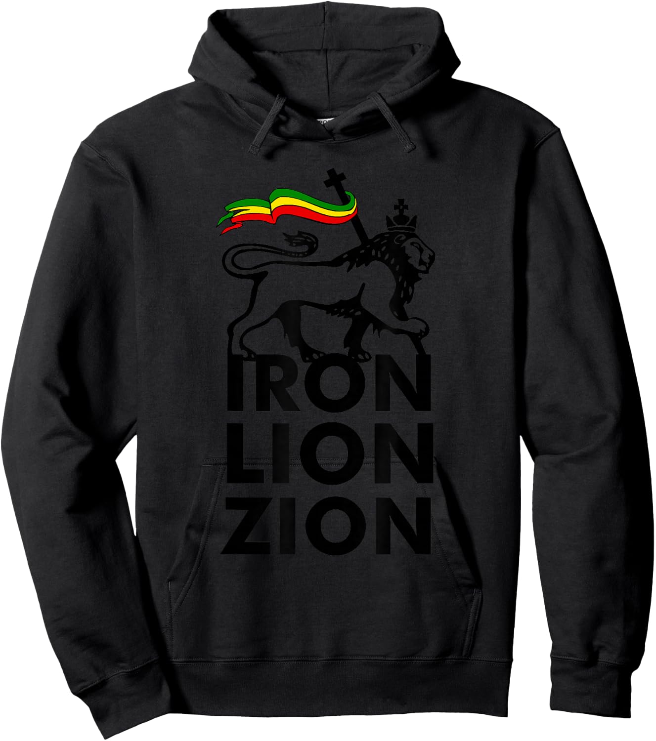 Iron Lion Zion With Rasta Flag, Jamaica Hoodie - Hoodie | Black