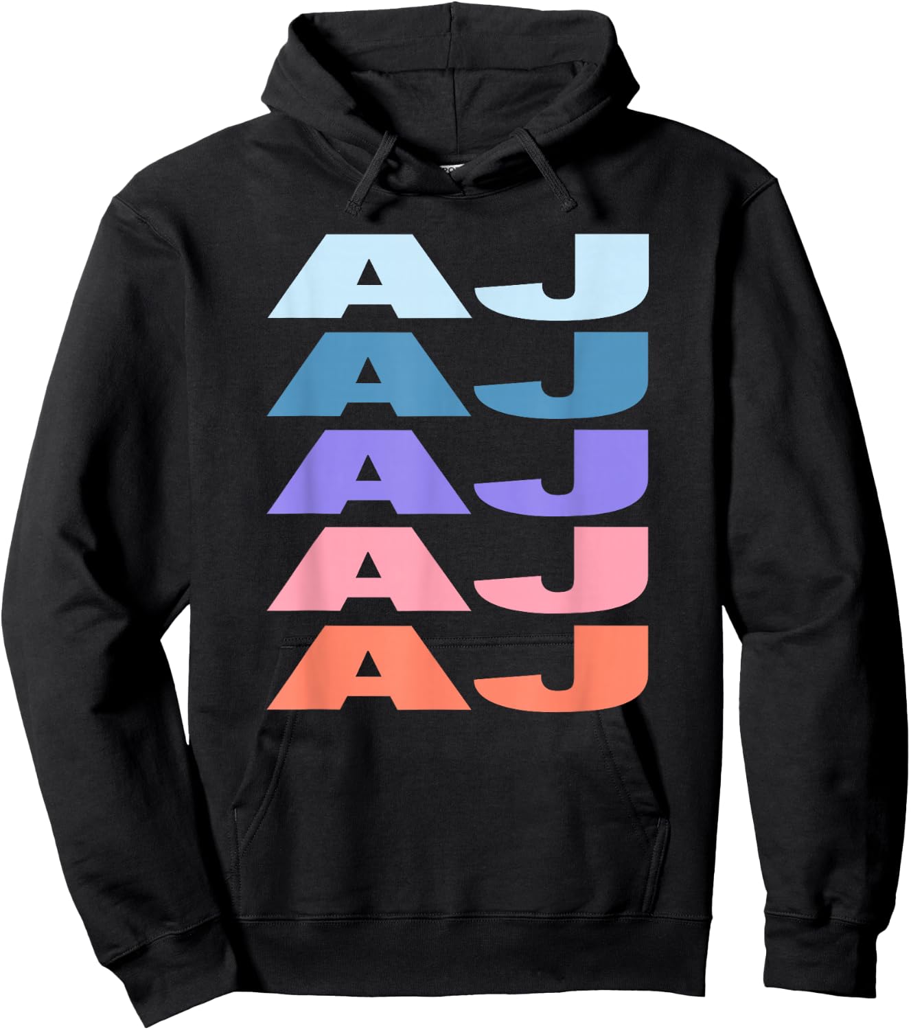 Funny Modern Repeated Text Design First Name AJ Hoodie - Hoodie | Black