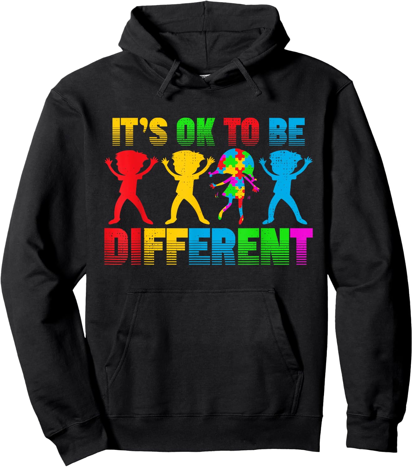 Ok To Be Different Acceptance Autistic Kids Autism Awareness Hoodie - Hoodie | Black