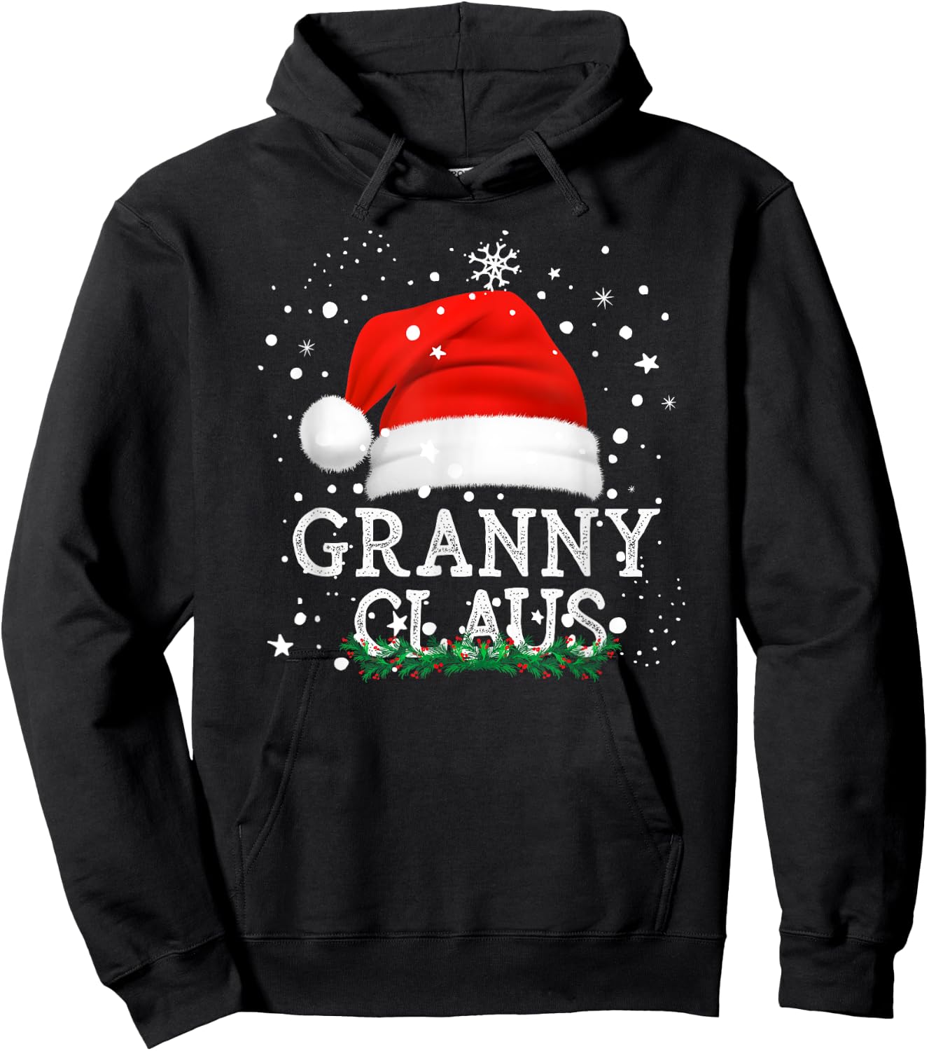 Granny Santa Claus Funny Family Christmas Pj for Grandma Hoodie - Hoodie | Black