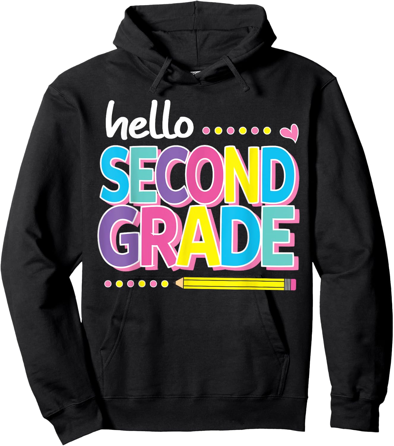 Hello Second 2nd Grade First Day Back to School 2024 Girls Hoodie - Hoodie | Black
