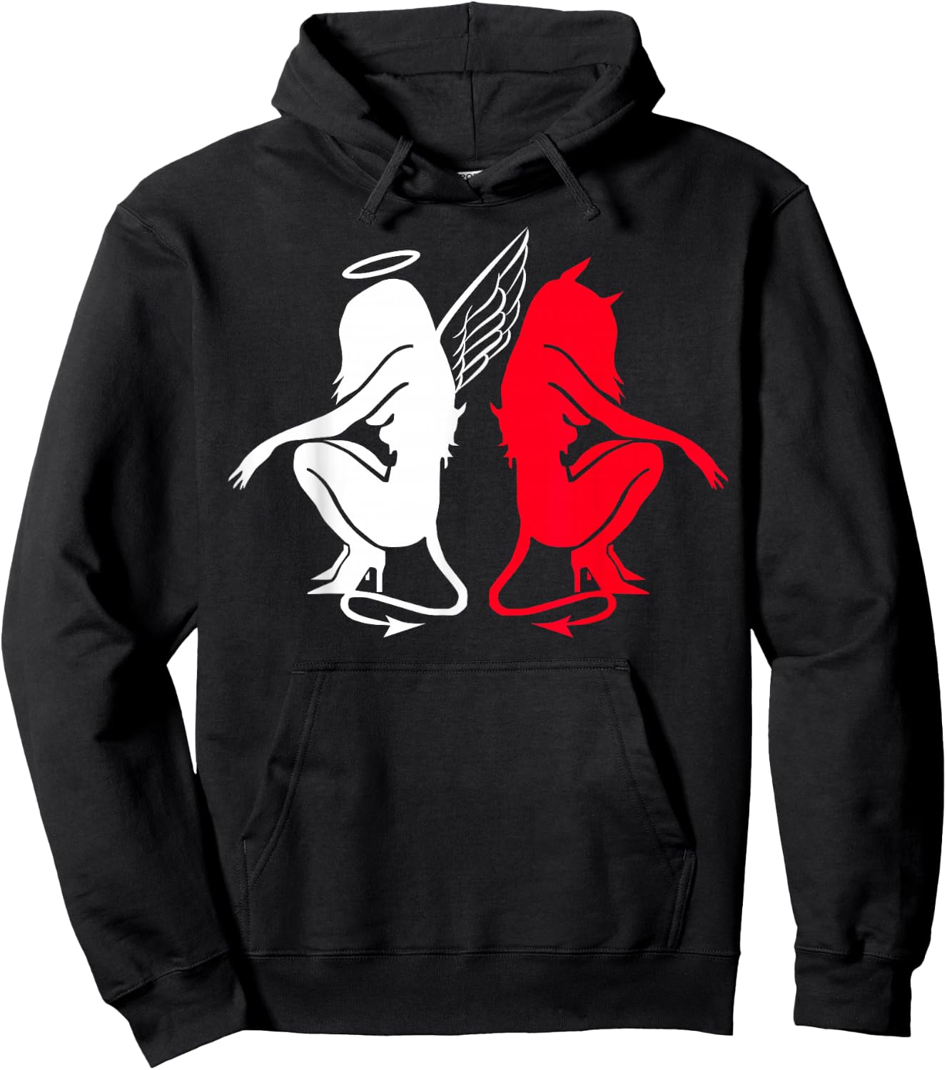 Devil and Angel Love Lovers Women. Hoodie - Hoodie | Black
