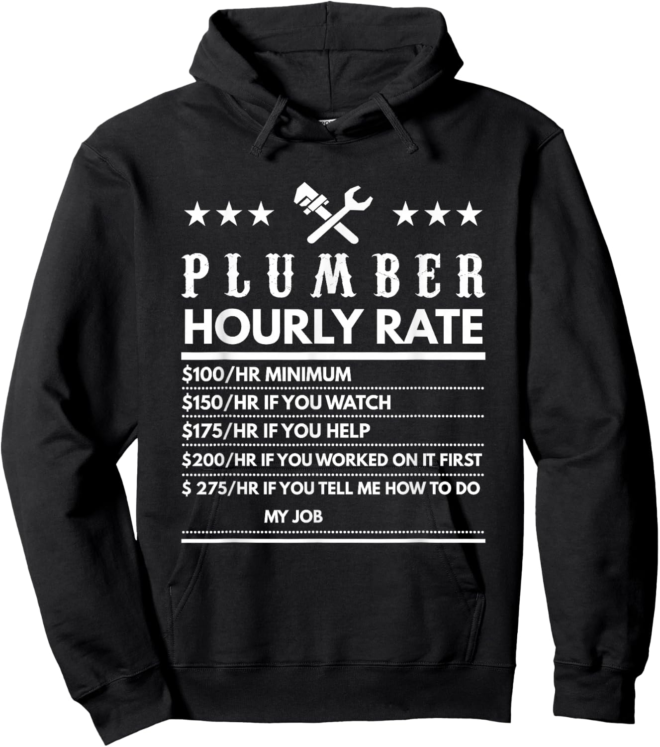 Plumber Funny Hourly Rate Hoodie - Hoodie | Black