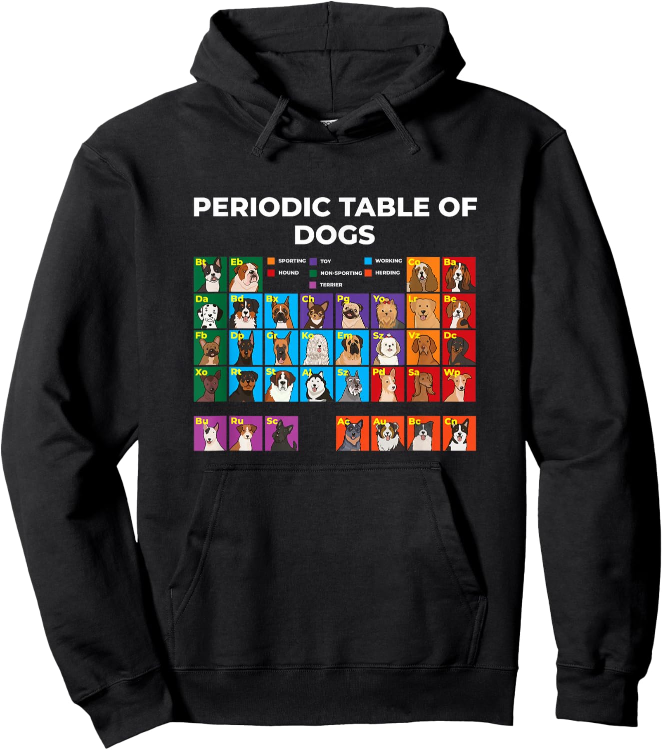 Periodic Table of Dogs, Dog Lover, Funny Science Men Women Kids Hoodie - Hoodie | Black