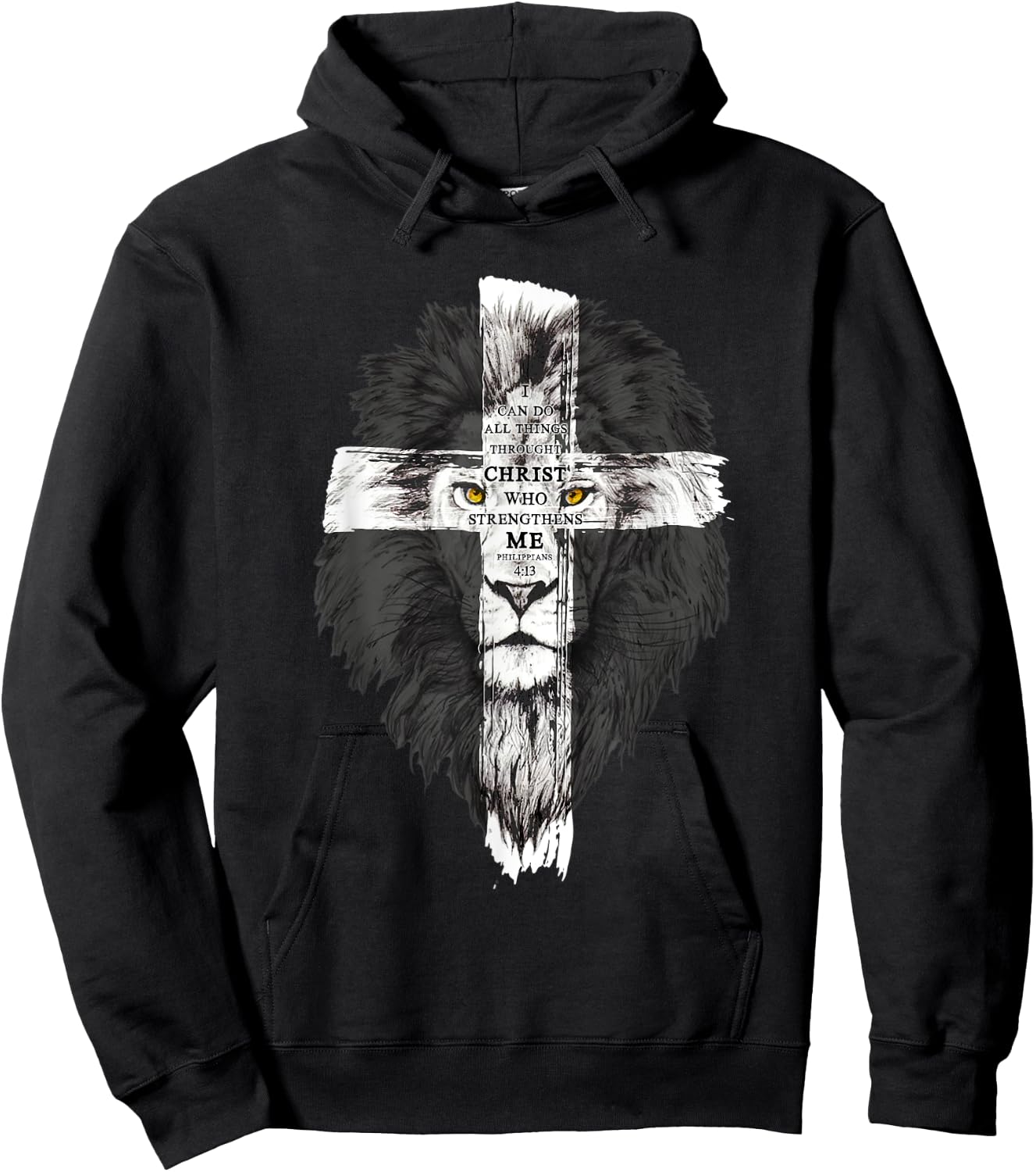 I Can Do All Things Through Christ Religious Lion of Judah Hoodie - Hoodie | Black
