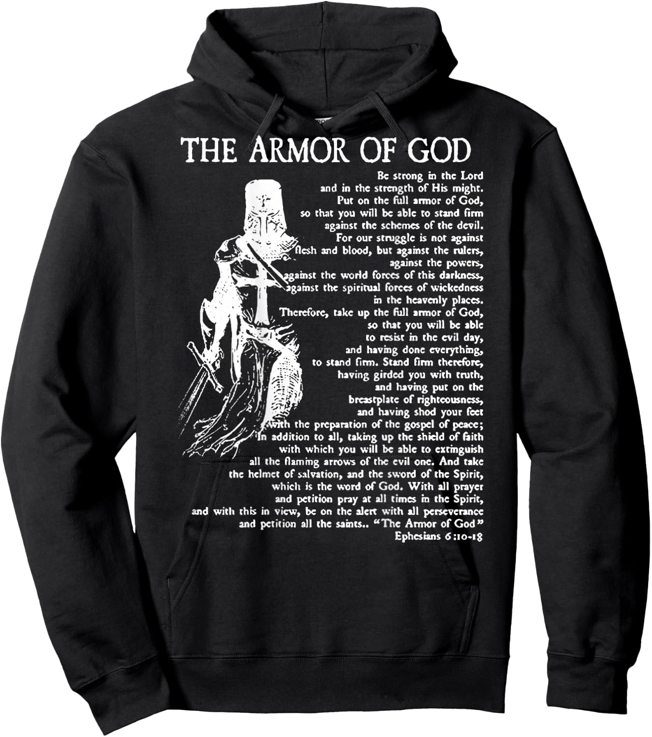 Armor of God Christian Bible Verse Religious Ephesians 6:11 Hoodie - Hoodie | Black