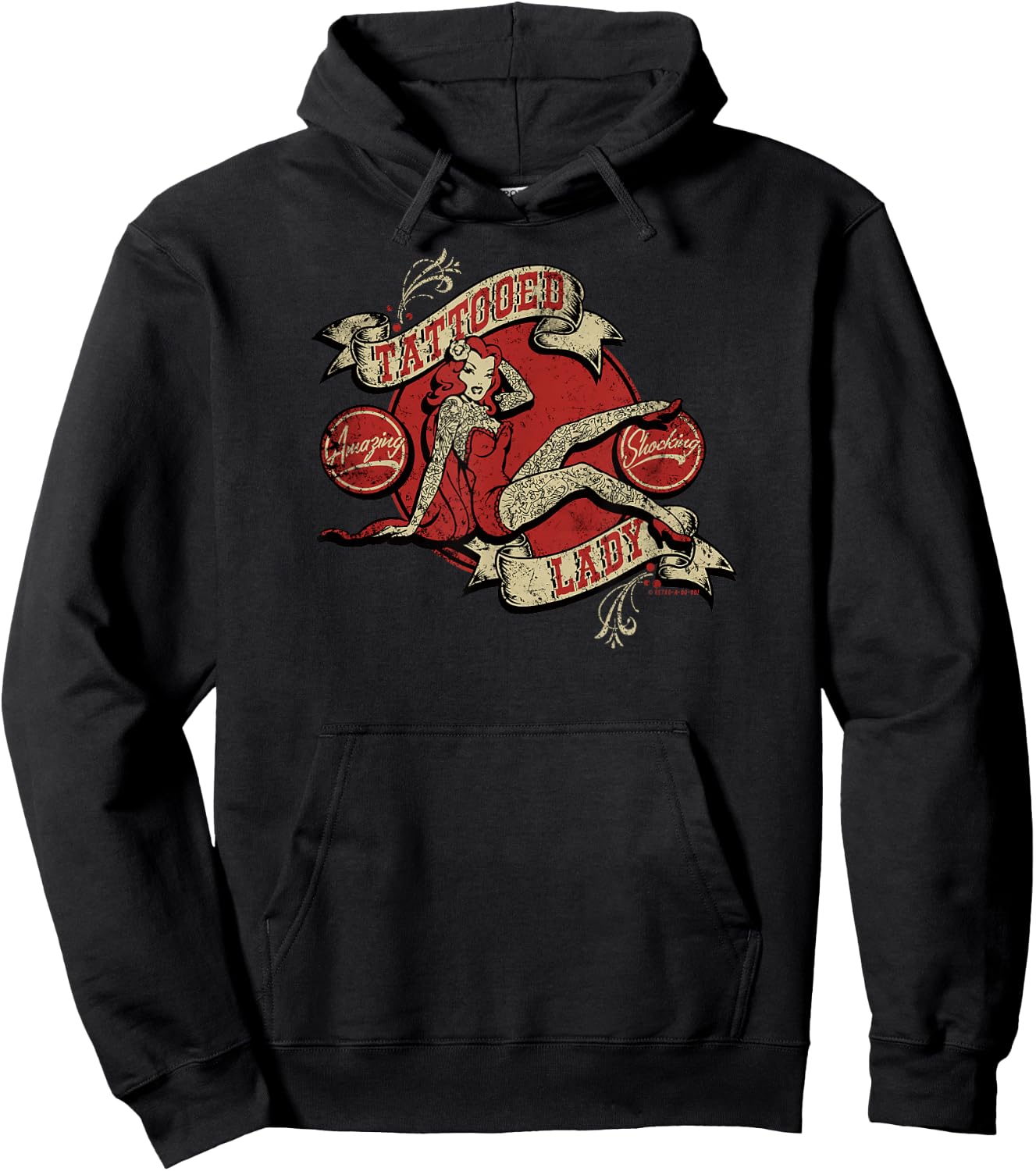 Pinup Tattoo Lady Vintage Retro Ink Sideshow Retro-a-go-go Hoodie - Hoodie | Black