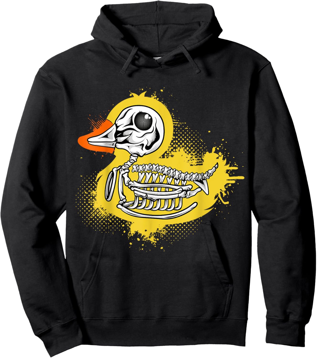Funny Rubber Duck, Bathing Duck, Skull Skeleton Humor Hoodie - Hoodie | Black