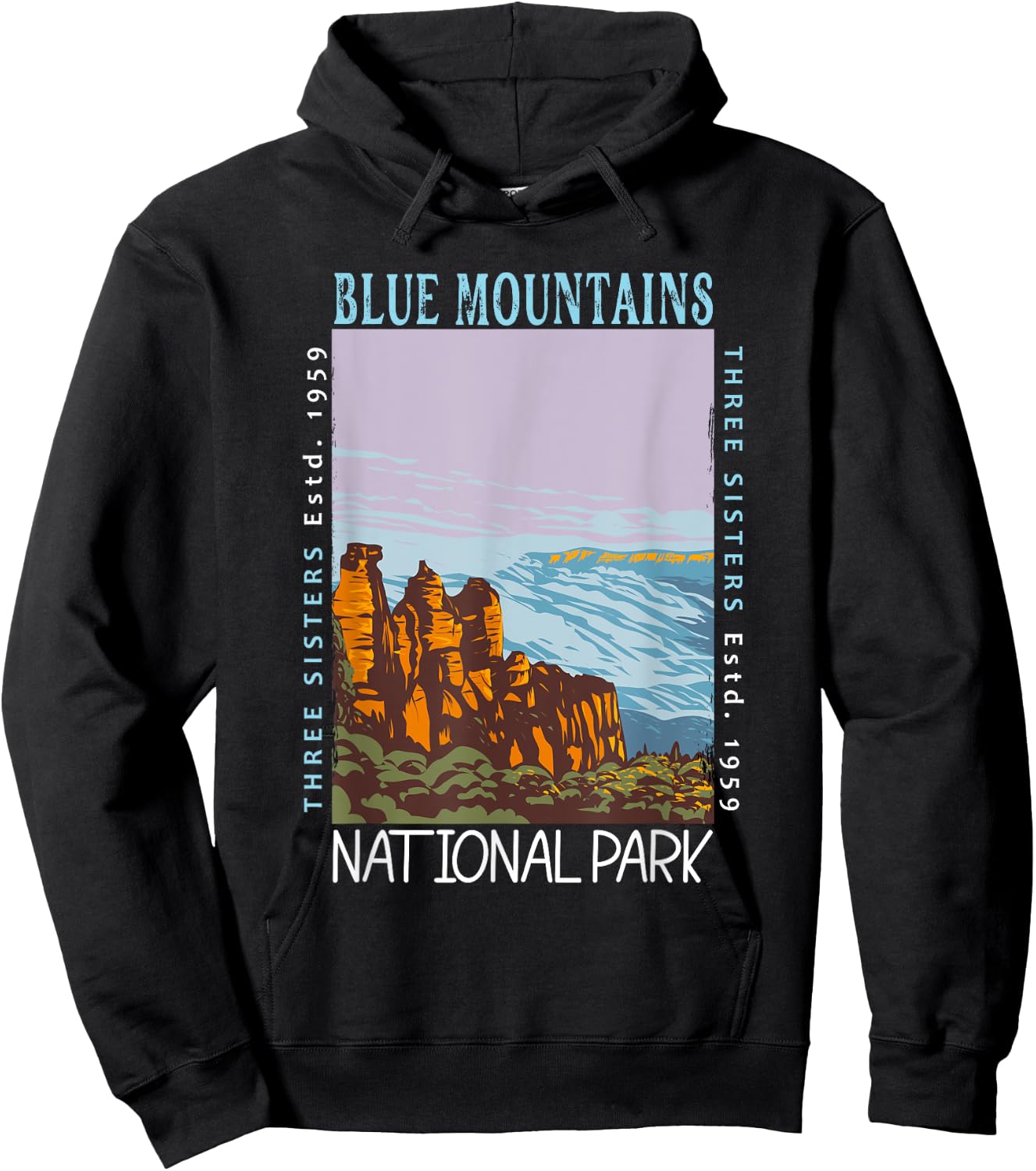 Blue Mountains National Park Australia Distressed Vintage Hoodie - Hoodie | Black