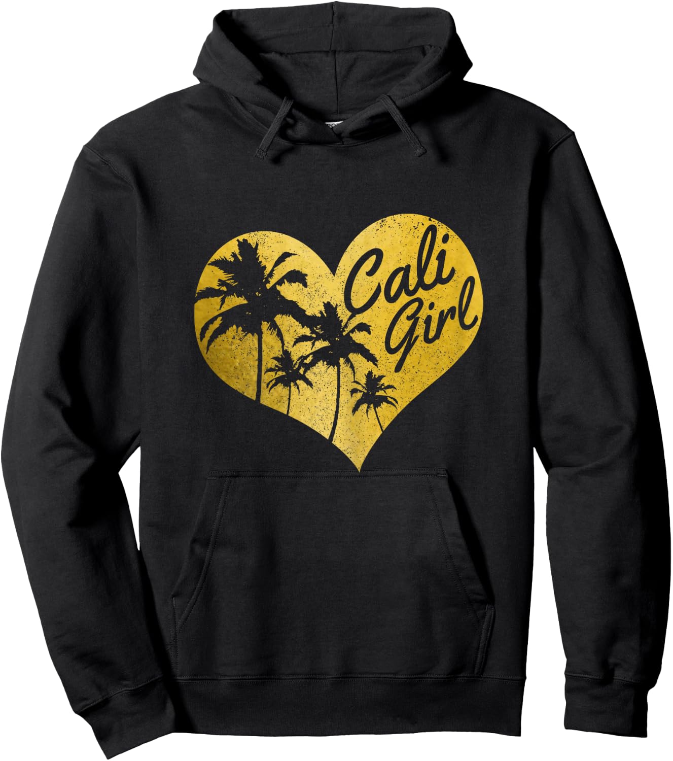 Cali Girl California Heart Palm Trees Cute Vintage Hoodie - Hoodie | Black