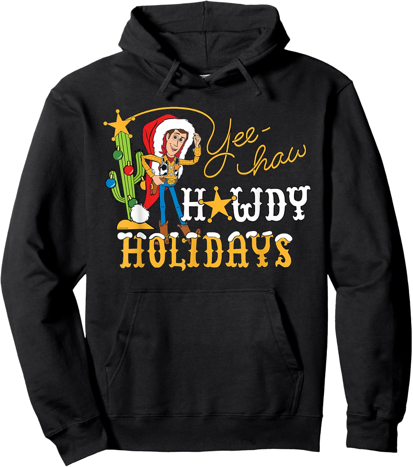 Disney & Pixar's Toy Story Christmas Howdy Holidays Woody Hoodie - Hoodie | Black