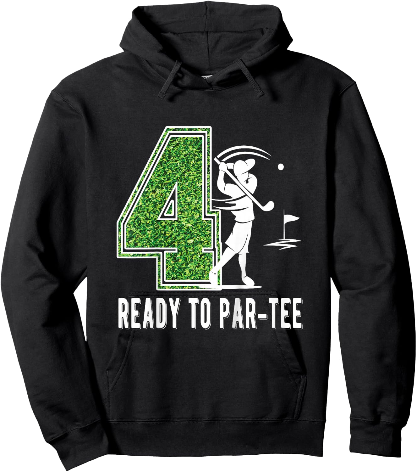 Kids 4th Birthday Golfer Boy Four Year Old Golf Player Hoodie - Hoodie | Black