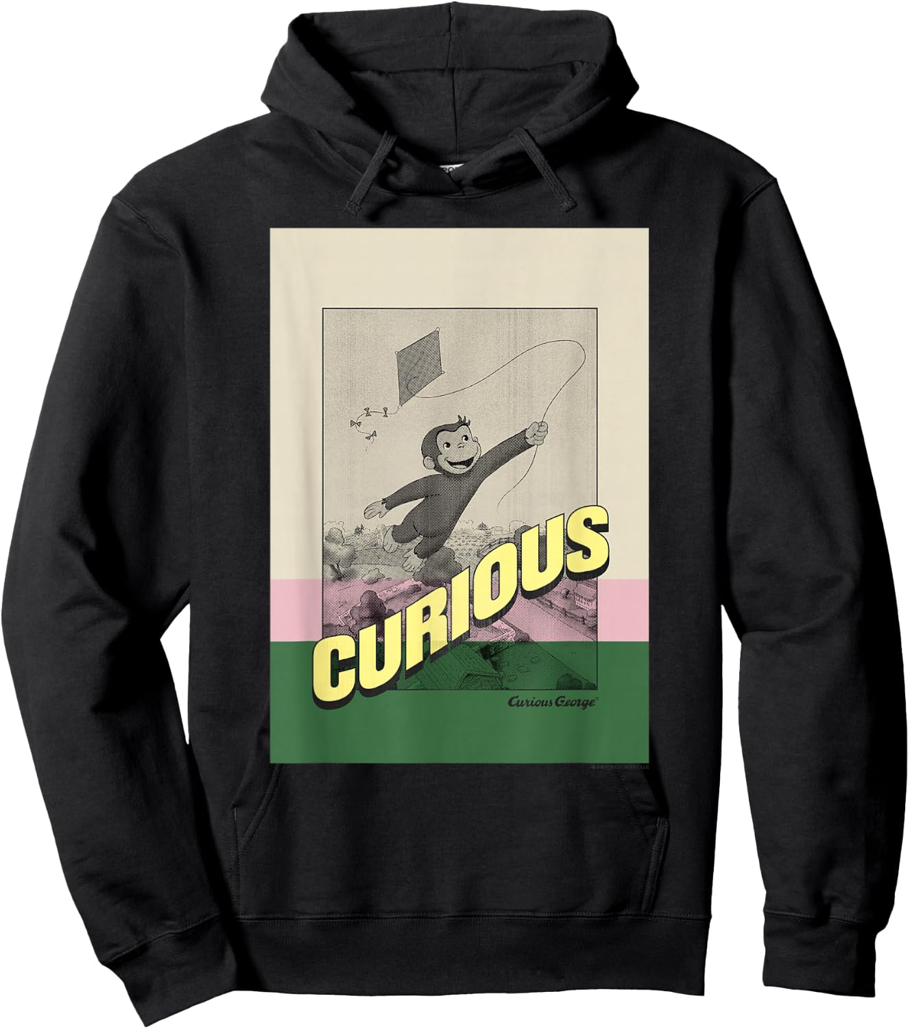 Curious George Sepia Tone Kite Flight Hoodie - Hoodie | Black
