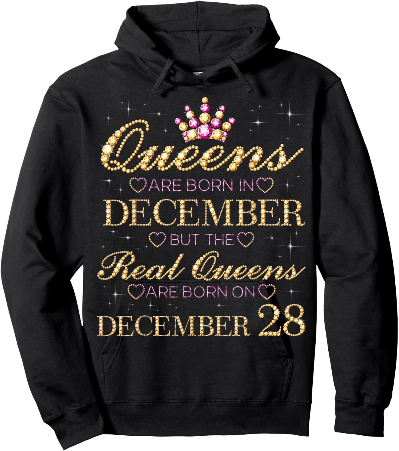 Real Queens Are Born On December 28, 28th December Birthday Hoodie - Hoodie | Black