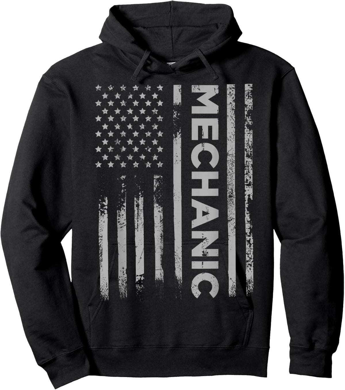 Mechanic American Flag Men Patriotic Car Mechanic USA Flag Hoodie - Hoodie | Black