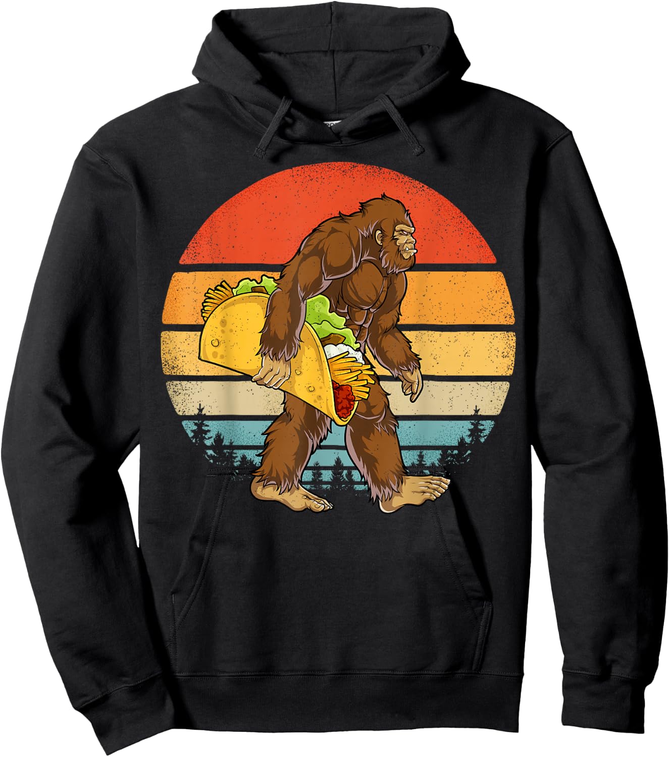 Bigfoot Carrying Taco Funny Cinco de Mayo Boys Men Sasquatch Hoodie - Hoodie | Black