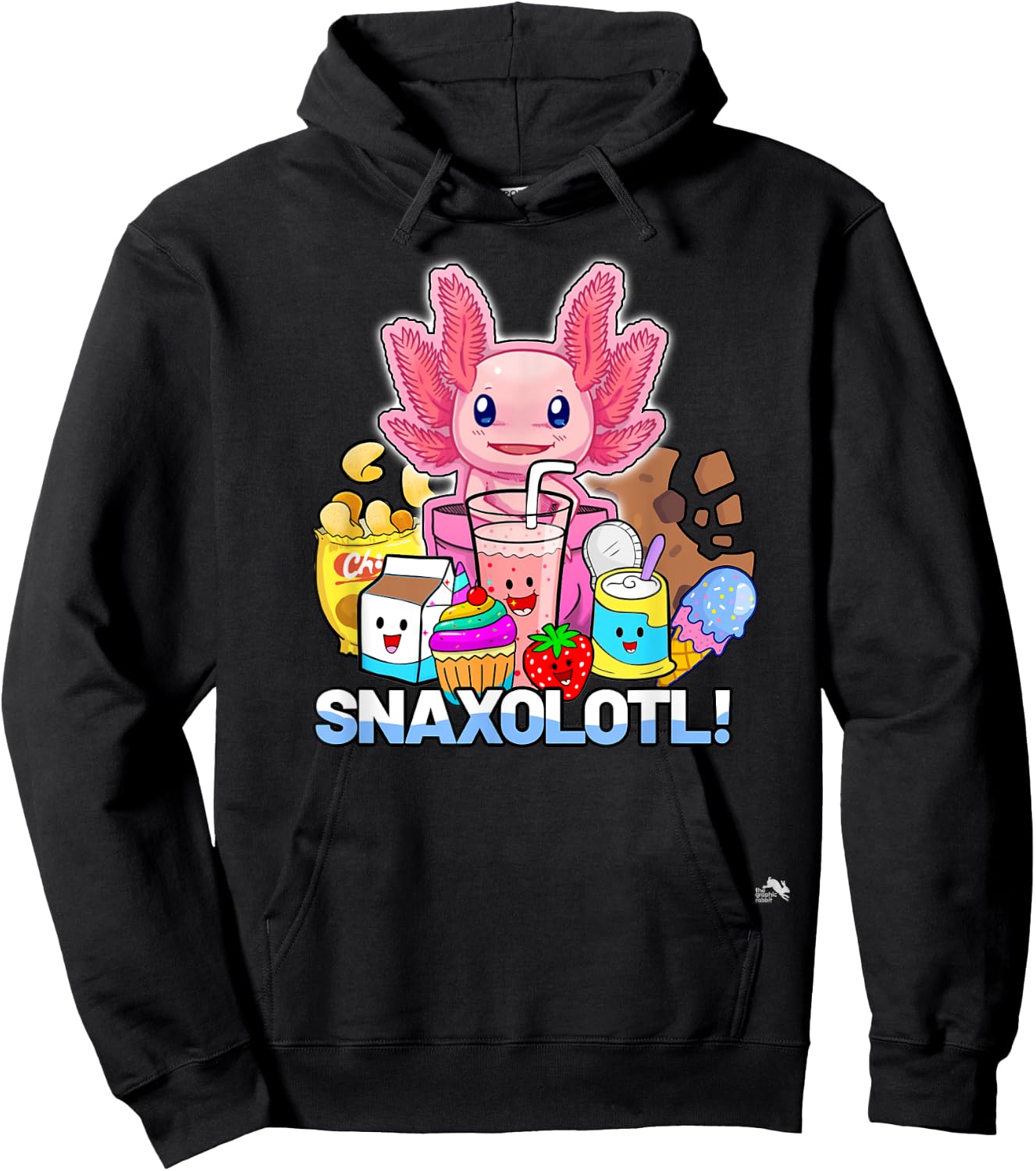 Pet Axolotl - Snaxolotl - Cute Snacks, Funny Kawaii Hoodie - Hoodie | Black