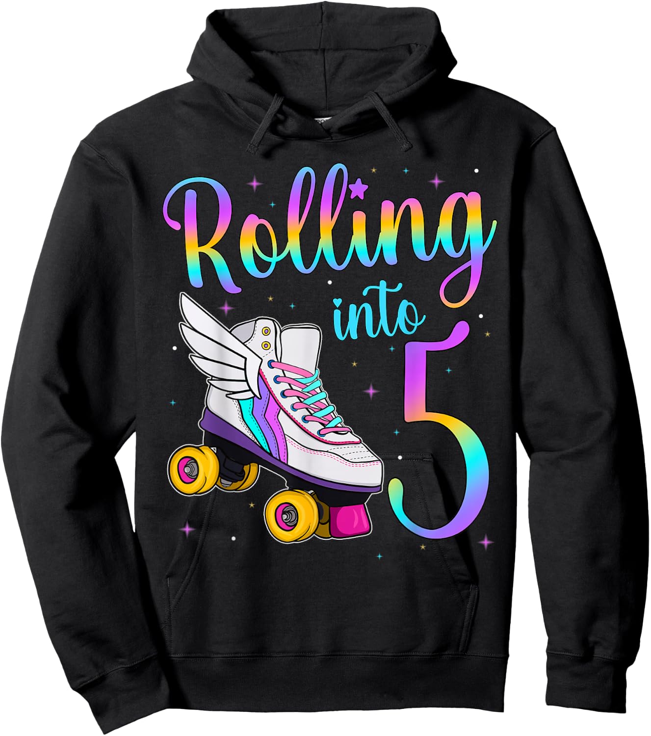 Rolling Into 5 years. Lets Roll I'm Turning 5 Roller Skates Hoodie - Hoodie | Black