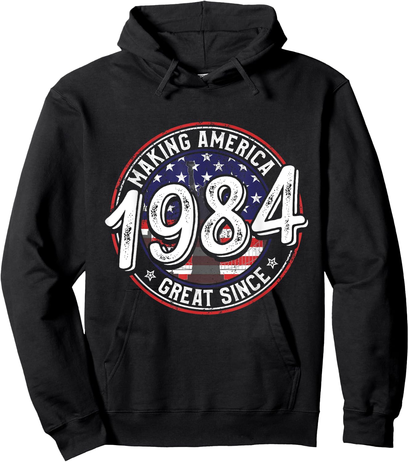 Making America Great Since 1984 American Flag Birthday Women Kids Men Hoodie - Hoodie | Black