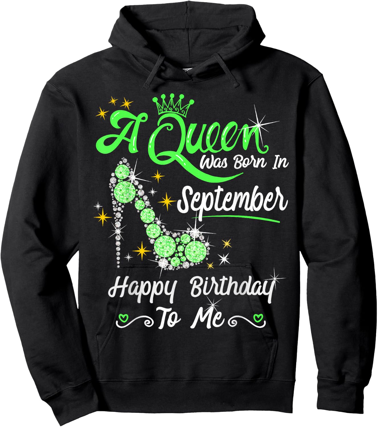 Queen was Born in September Cute Funny Happy Birthday Gift Hoodie - Hoodie | Black