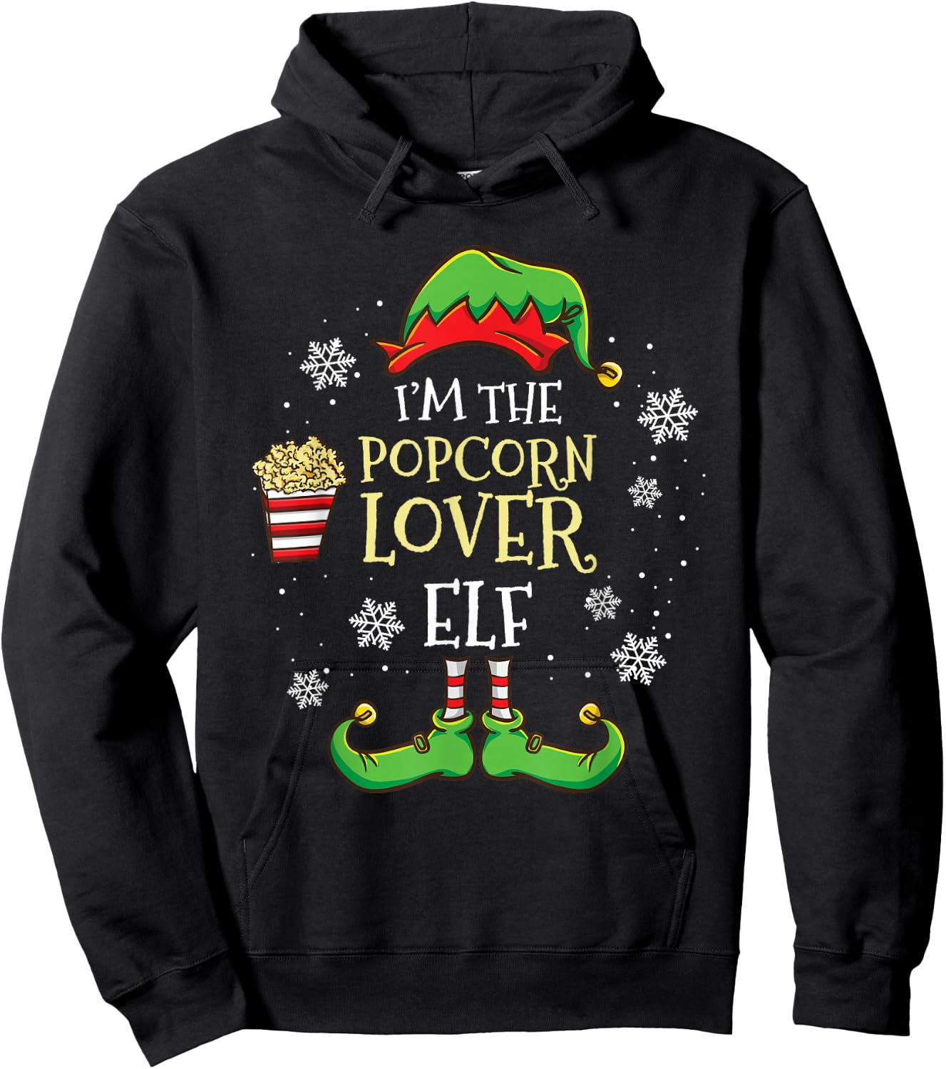 Im The Popcorn Lover Elf Christmas Hoodie - Hoodie | Black