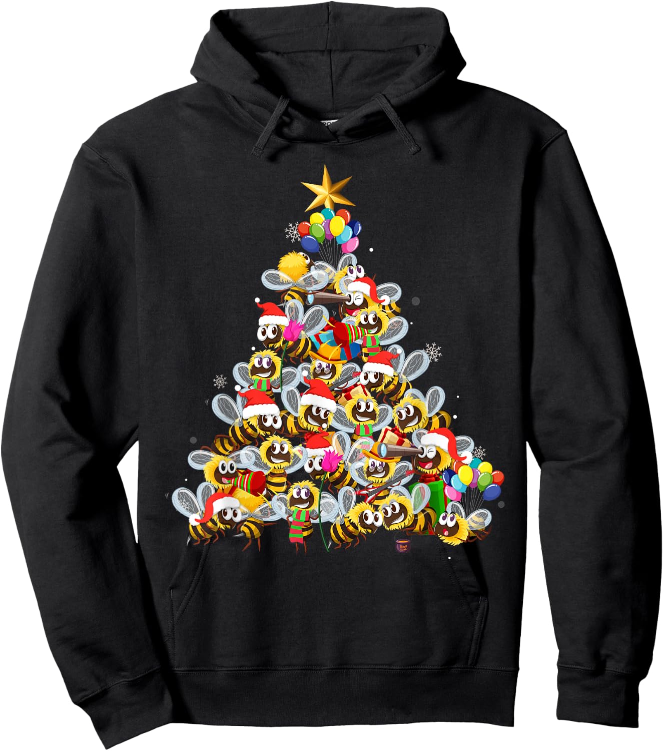 Bees Tree Christmas Sweater Xmas Gifts for Bees Lover Hoodie - Hoodie | Black