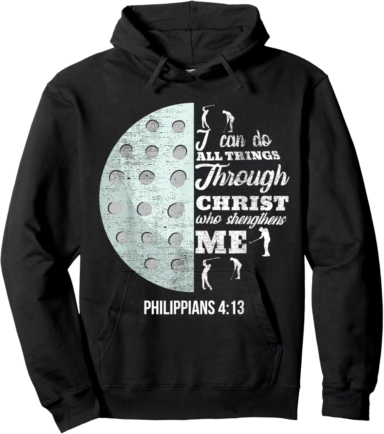 Christian Golf Philippians 4:13 Golfer Gifts Men Women Kids Hoodie - Hoodie | Black
