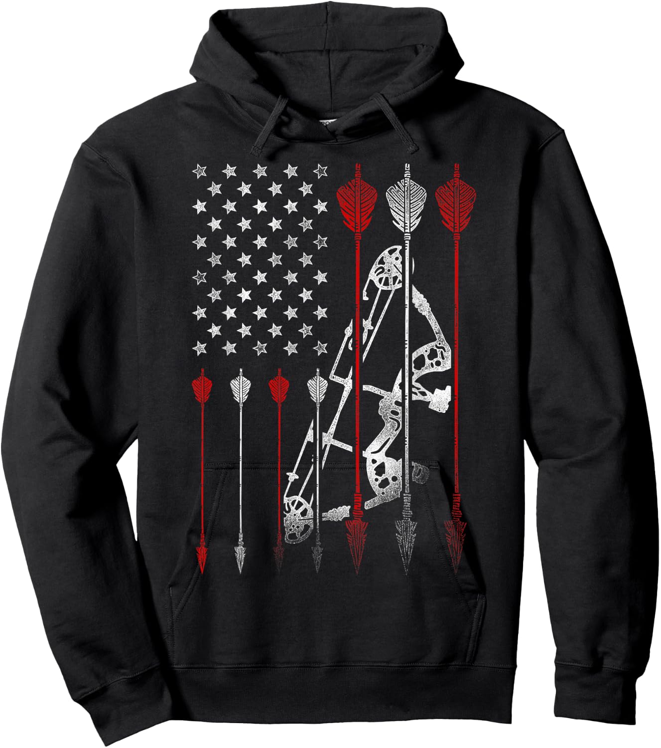 Archery Archer Usa American Flag Vintage Arrow Compound Bow Hoodie - Hoodie | Black