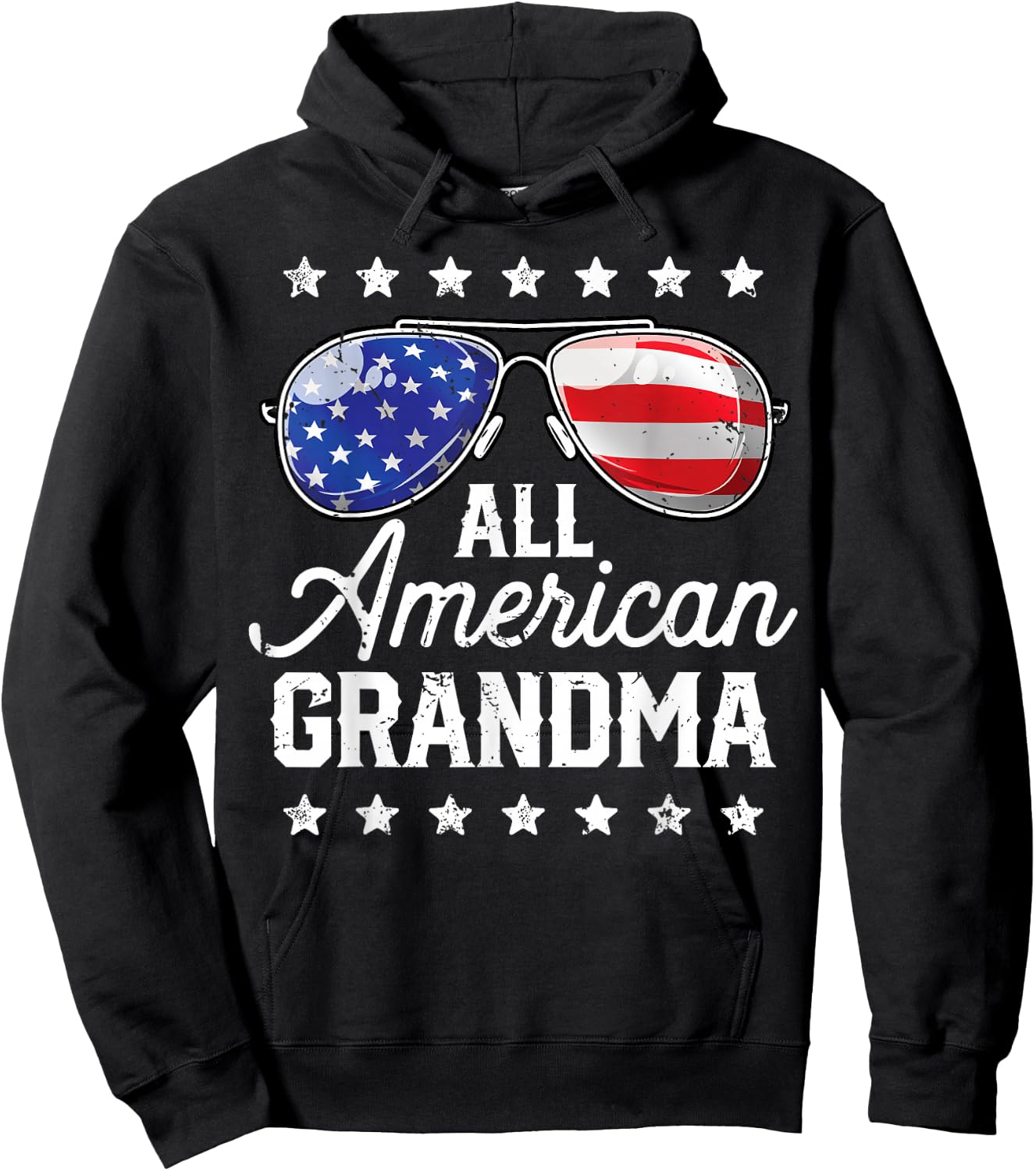 All American Grandma 4th of July Family Matching Sunglasses Hoodie - Hoodie | Black