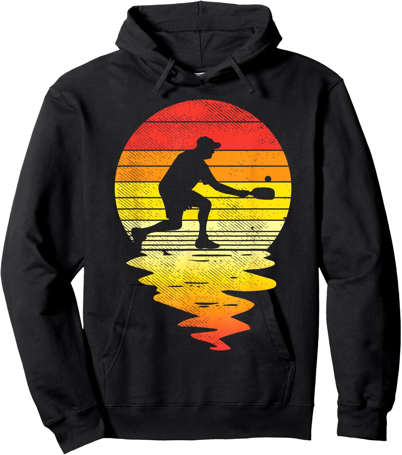 Pickleball Sunset Retro Sport Pickle Ball Player Coach Gift Hoodie - Hoodie | Black