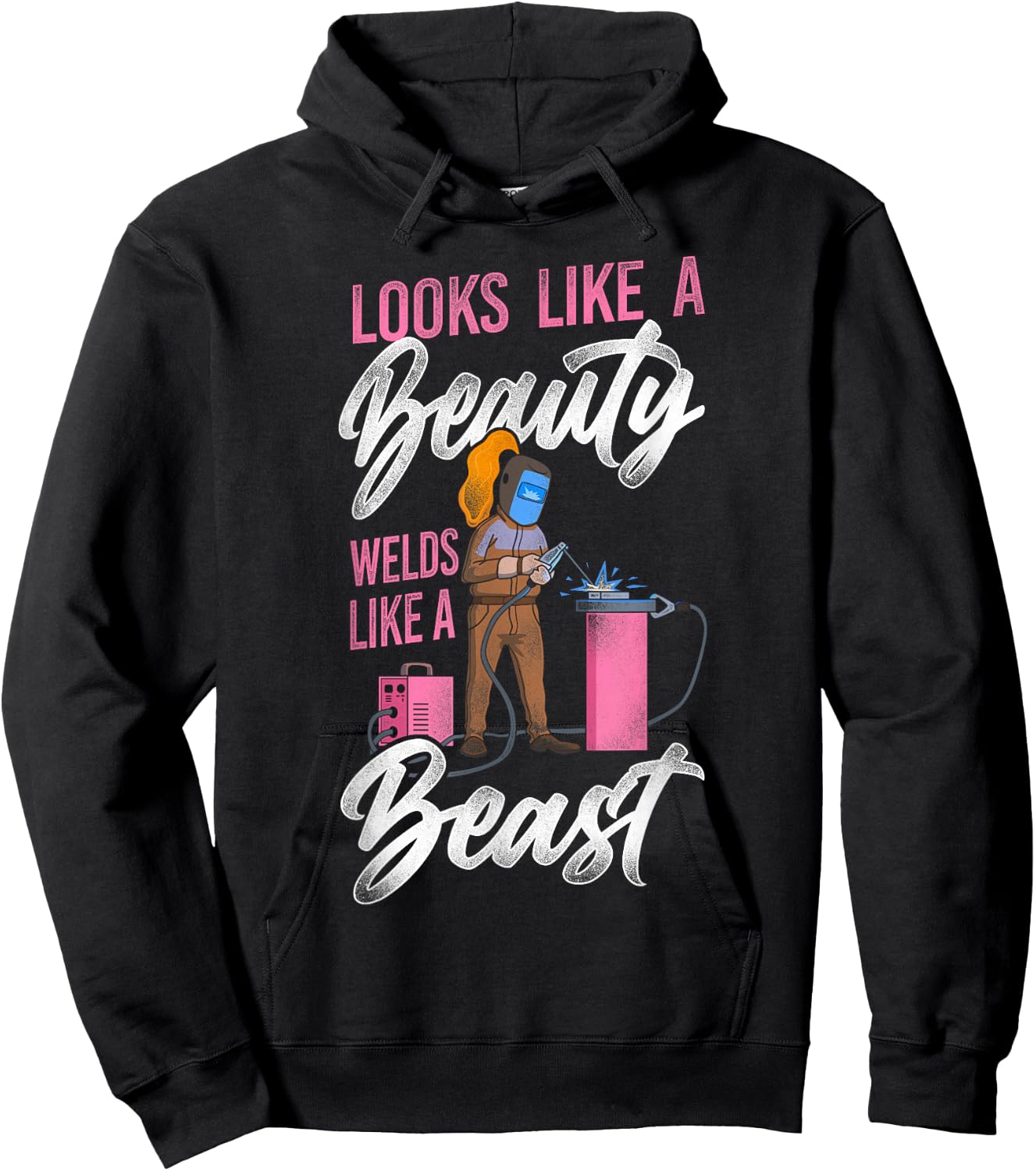 Welder Welding Female Welder Vintage Looks Like A Beauty Hoodie - Hoodie | Black
